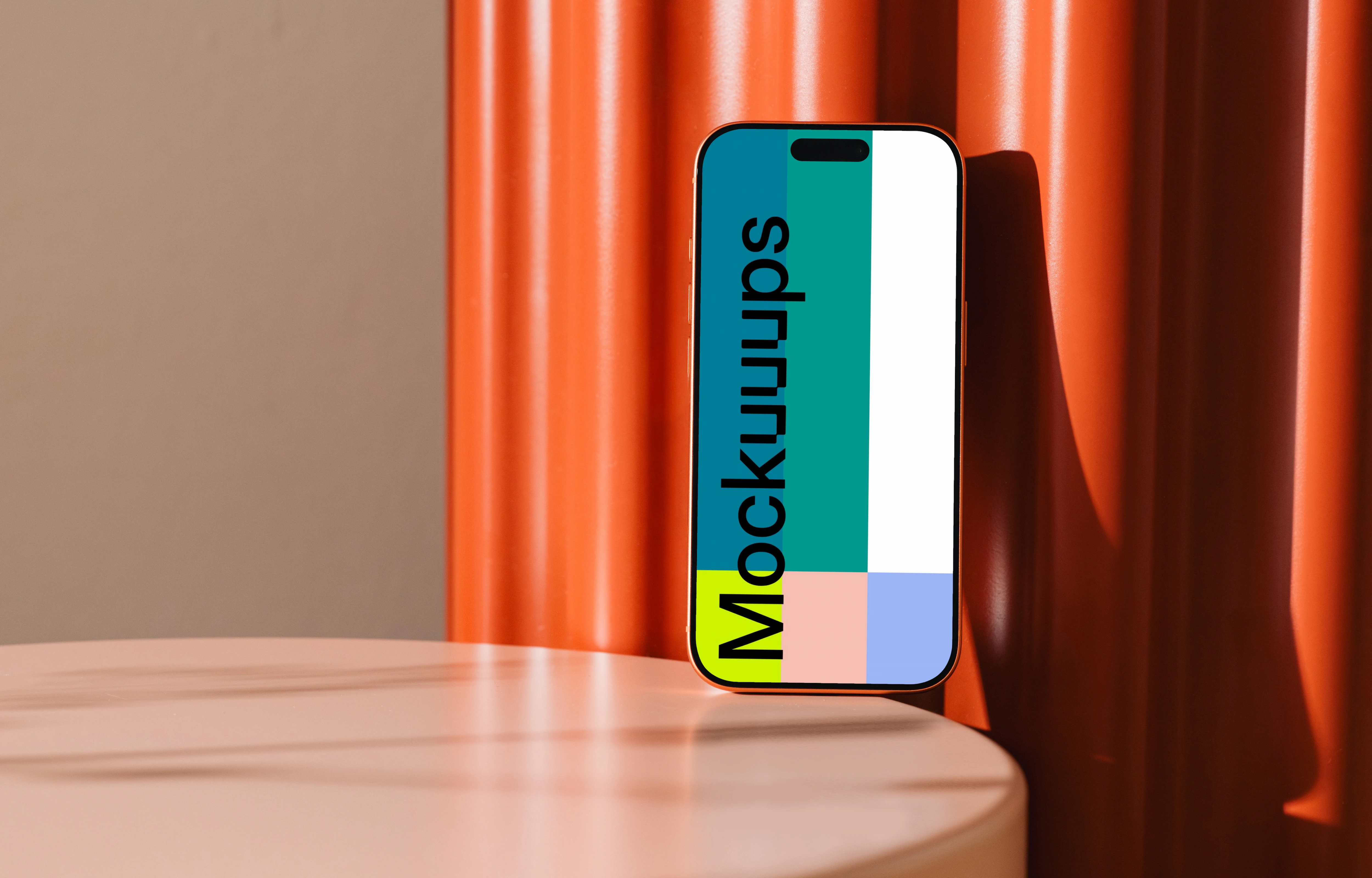 iPhone 17 Pro mockup against orange background