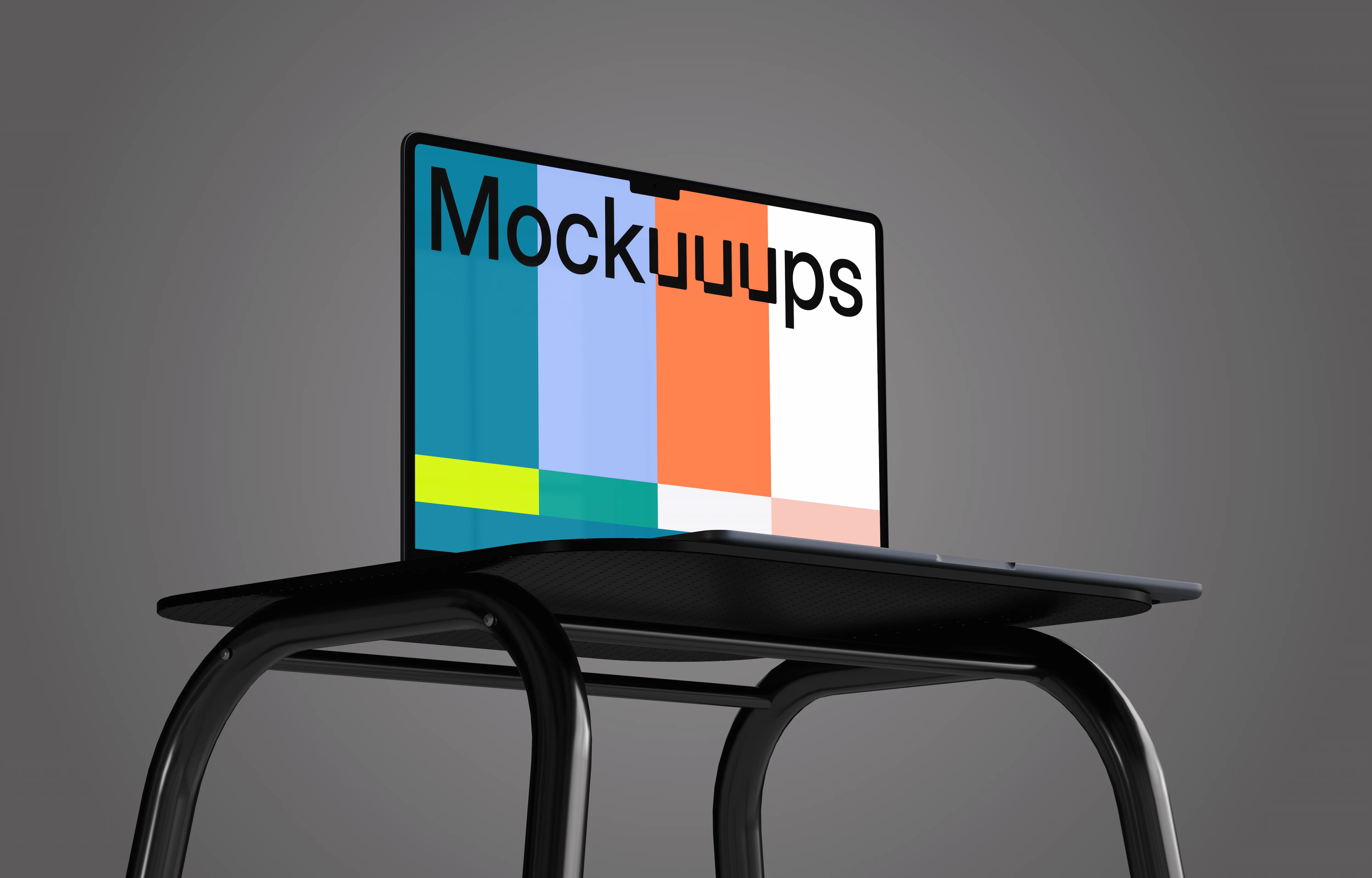 MacBook Air 15" mockup on a modern stool
