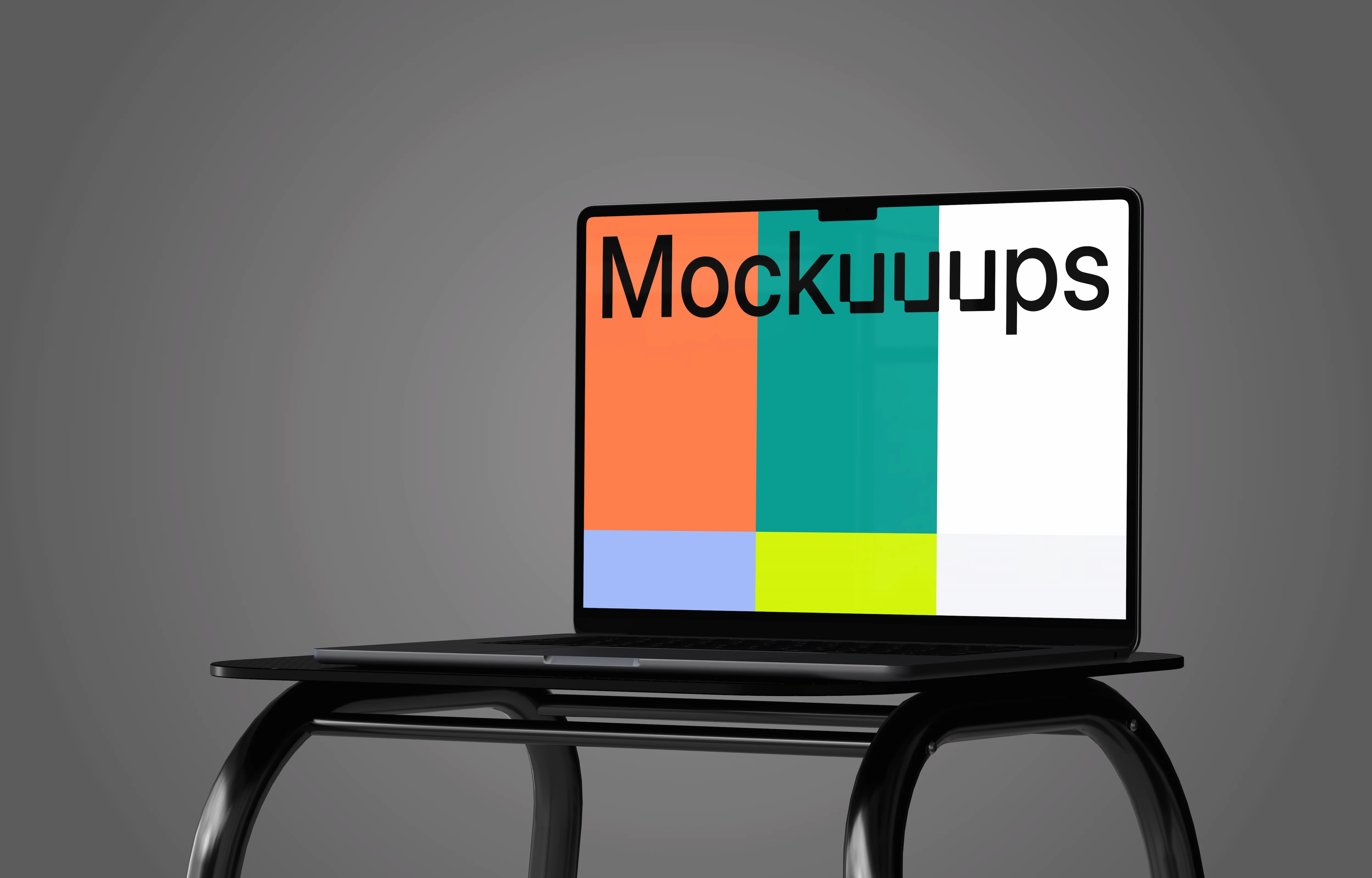 MacBook Air 15" mockup on a sleek black stool