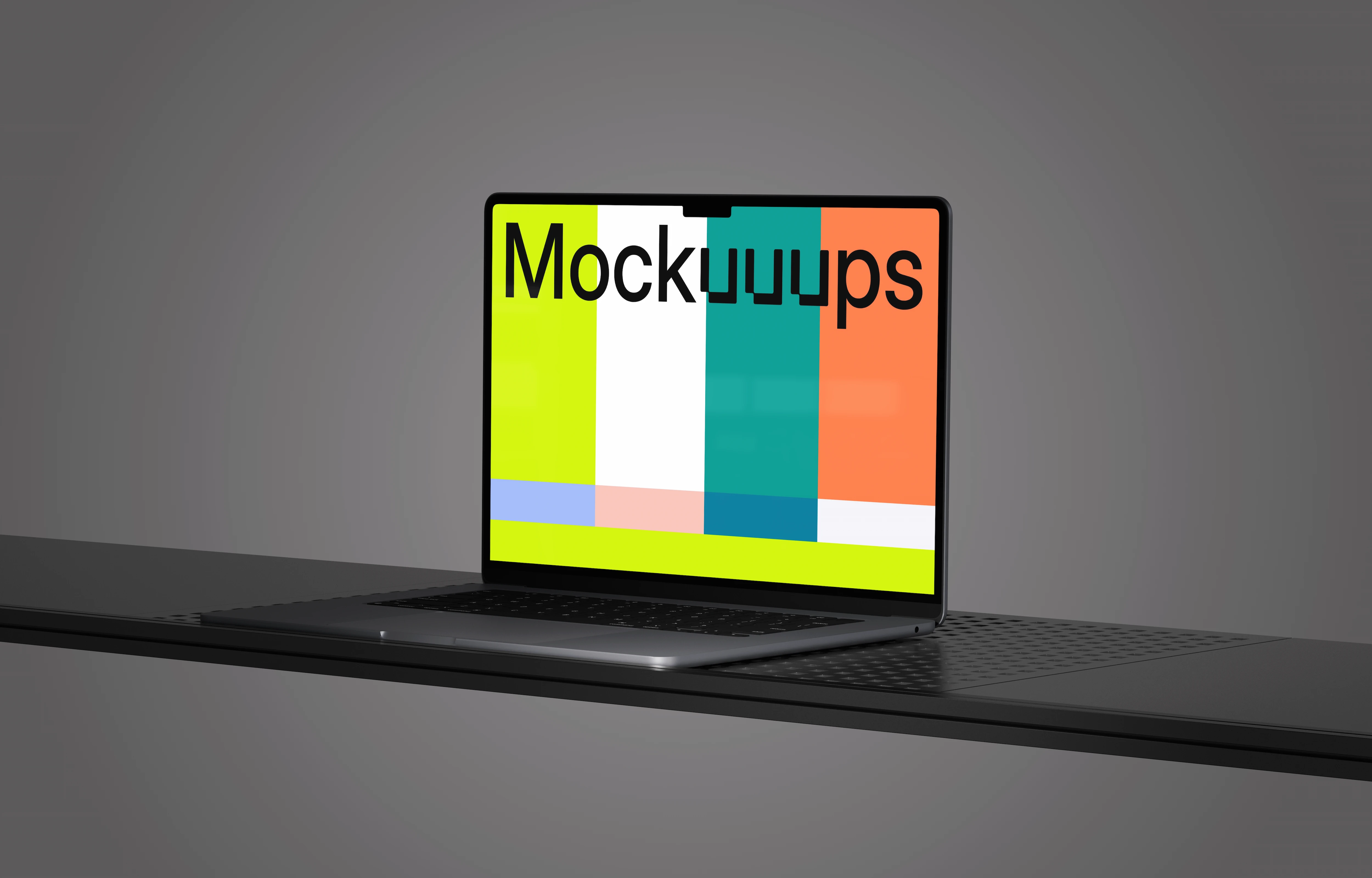MacBook Air 15" mockup on a sleek black surface
