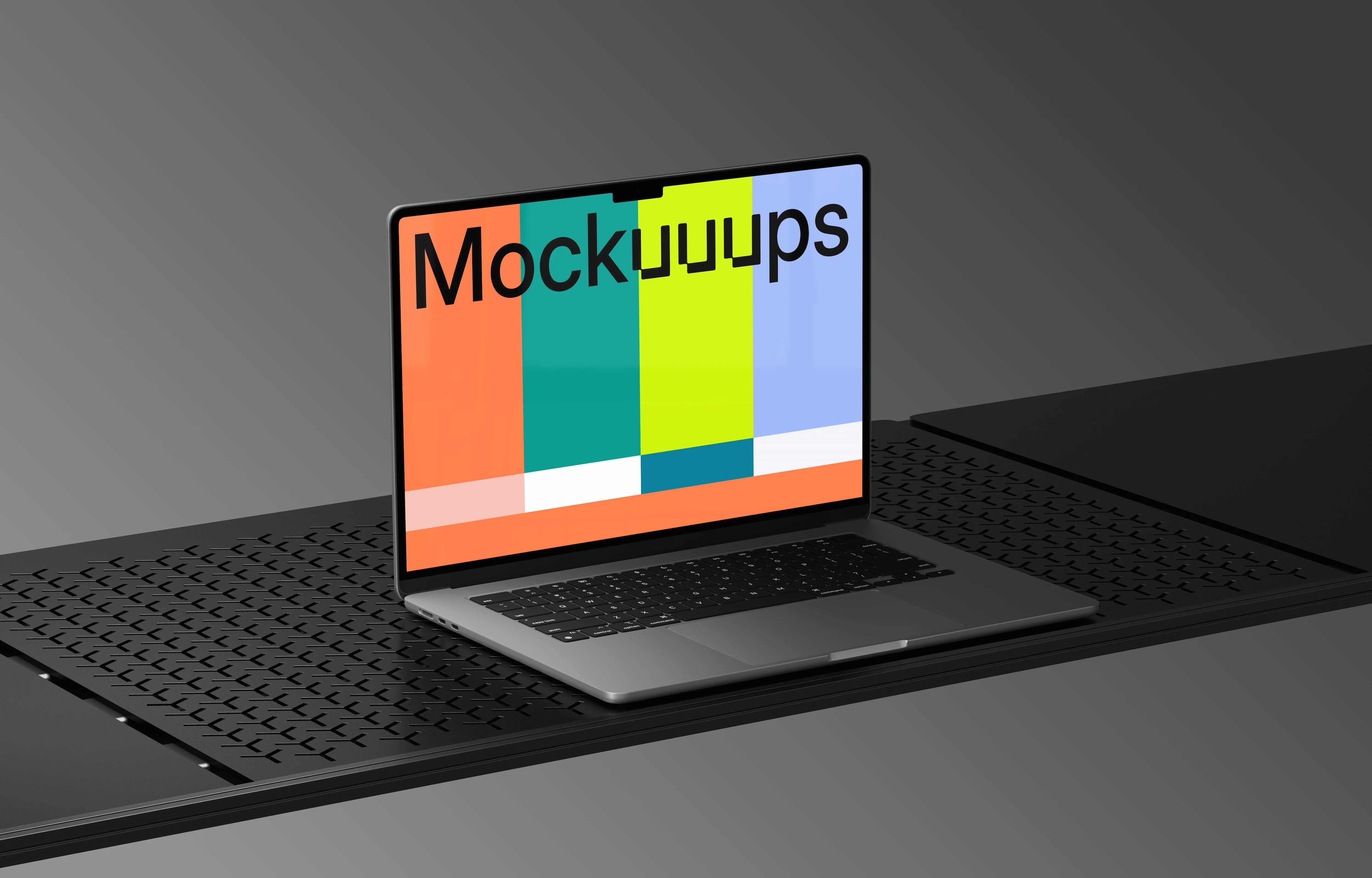 MacBook Air 15" mockup on sleek black surface
