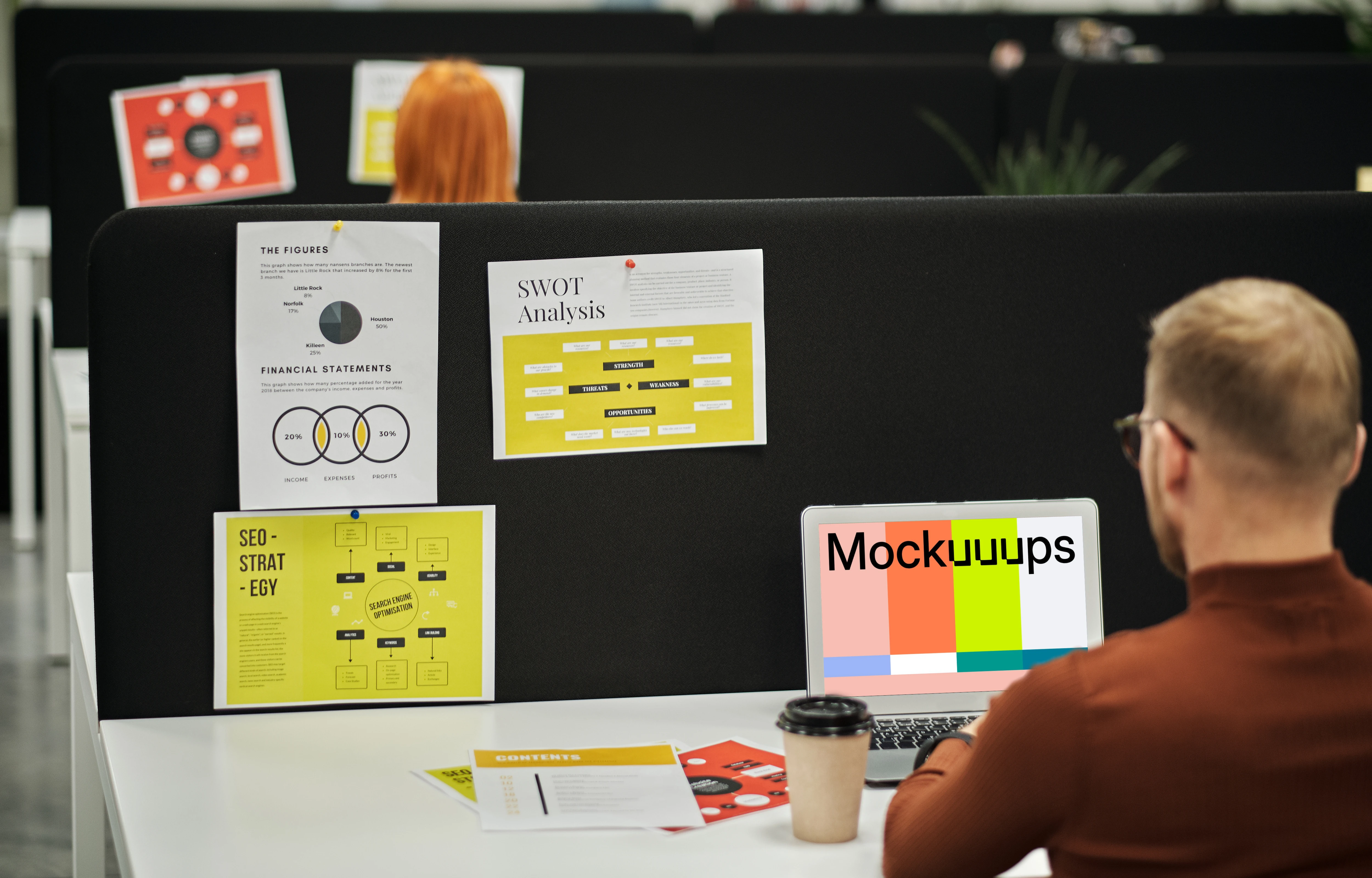 MacBook Air mockup in front of a taskboard