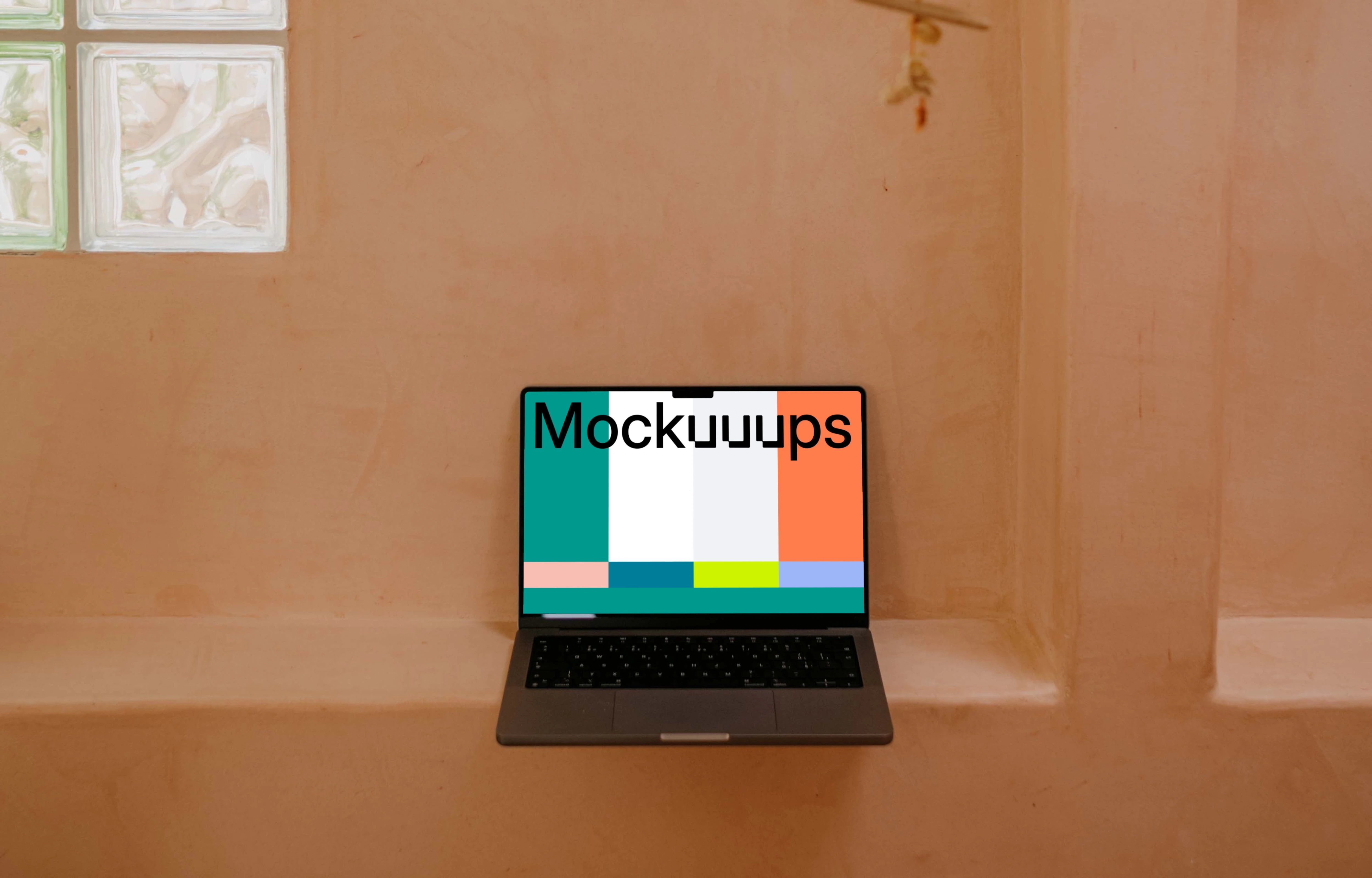 MacBook Air mockup next to a window 
