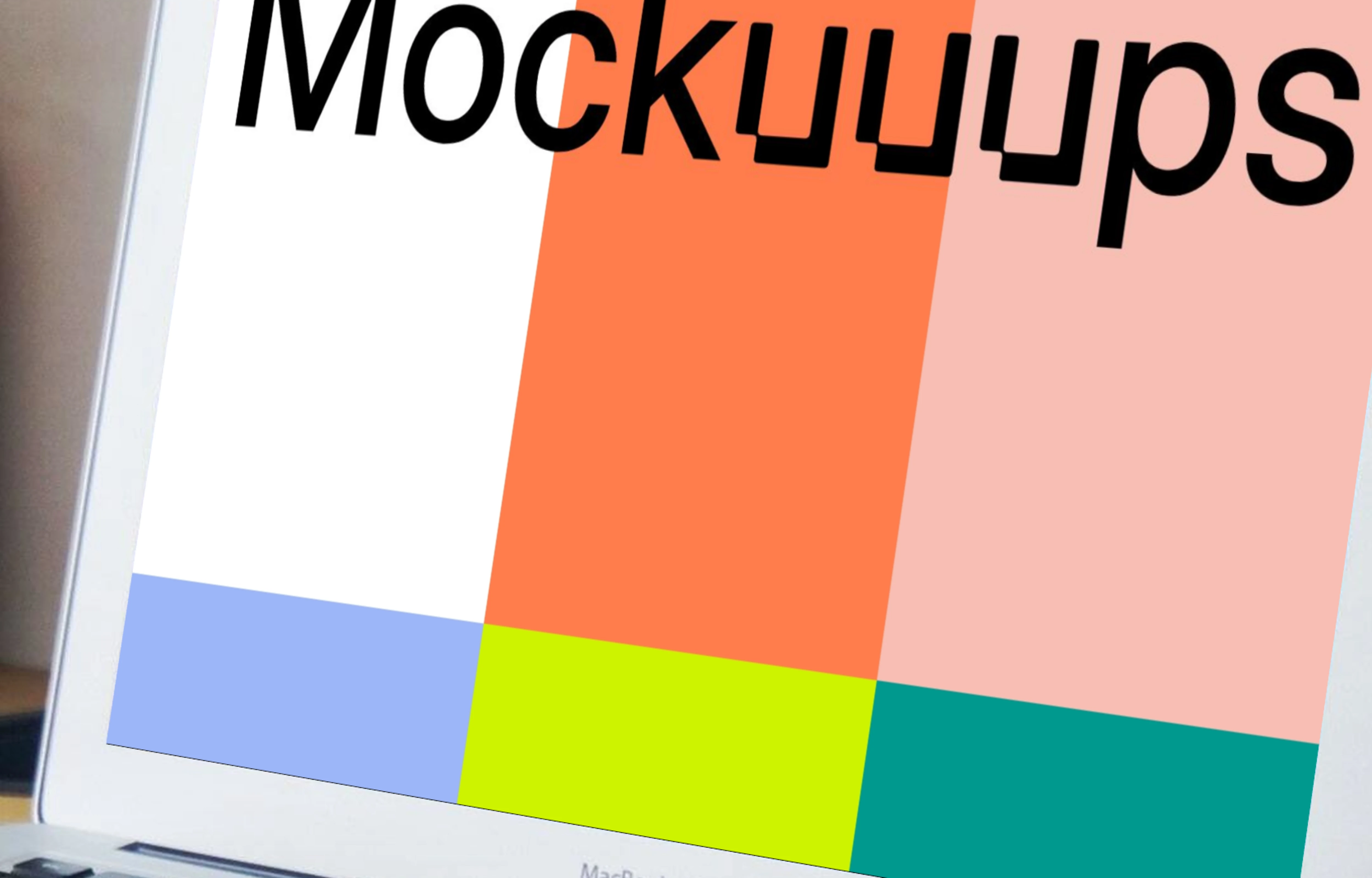 MacBook Air mockup on wooden desk