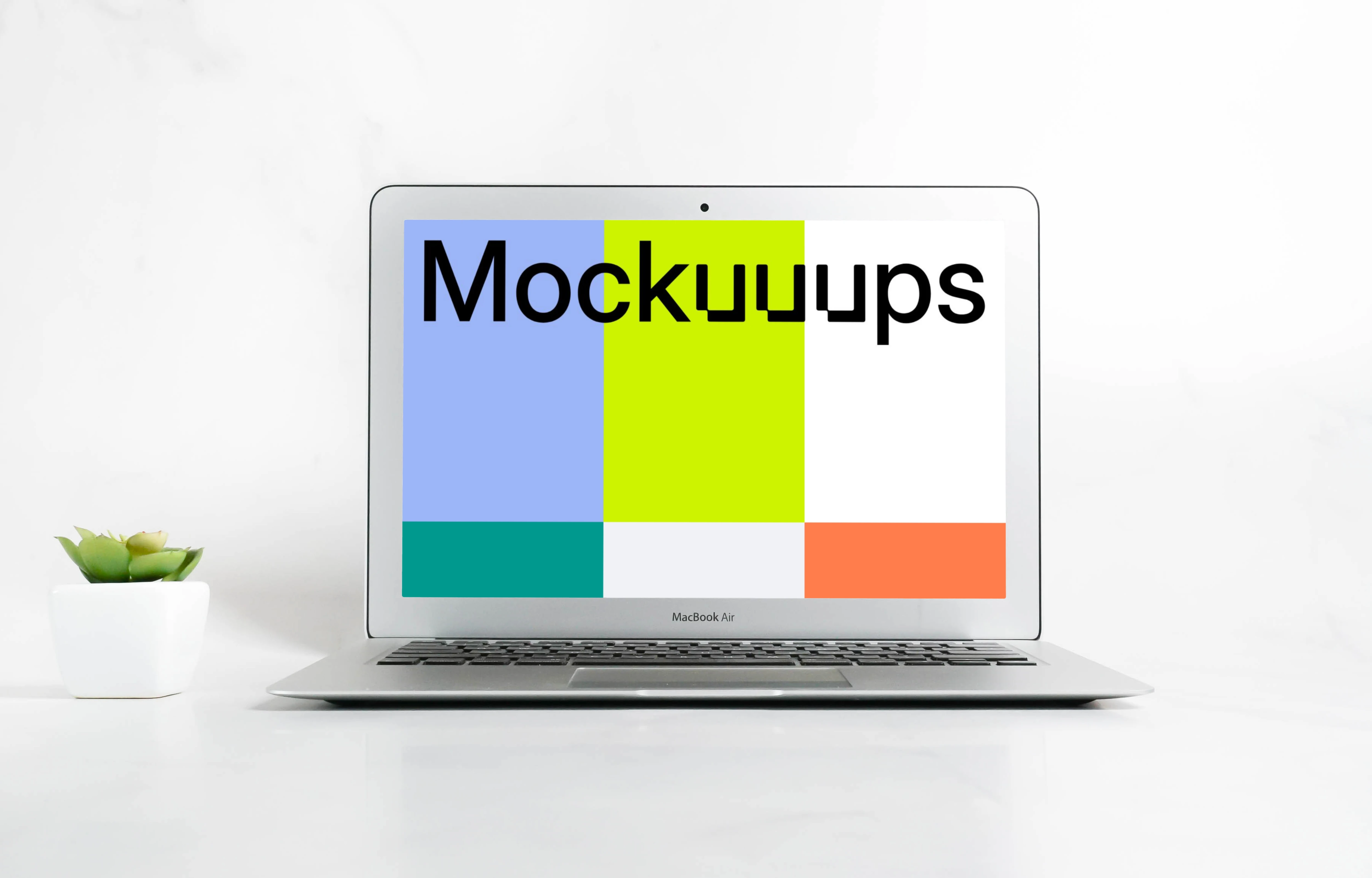 MacBook Air mockup with succulent