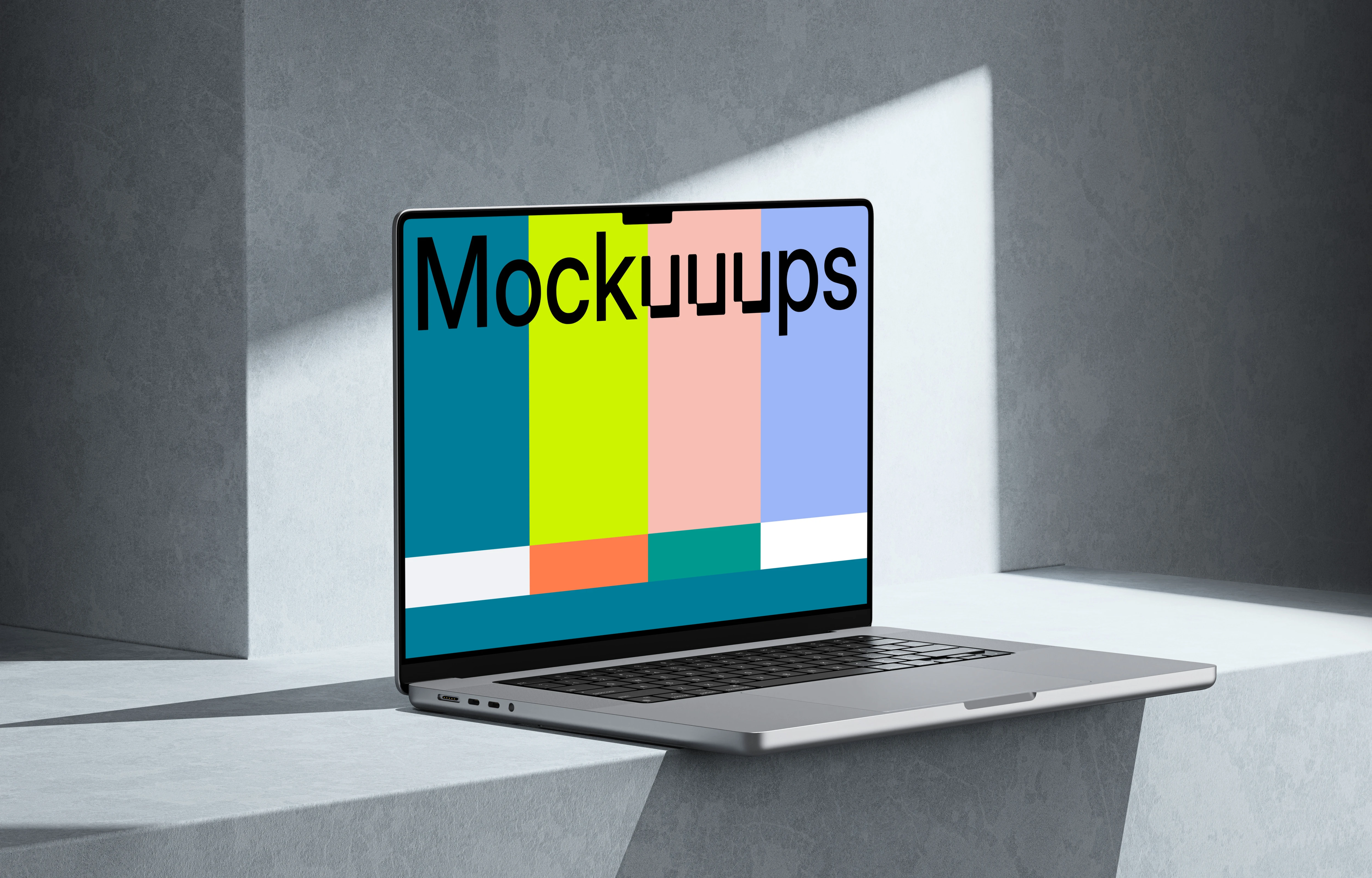 MacBook Pro 16-inch mockup in a modern minimalist setting