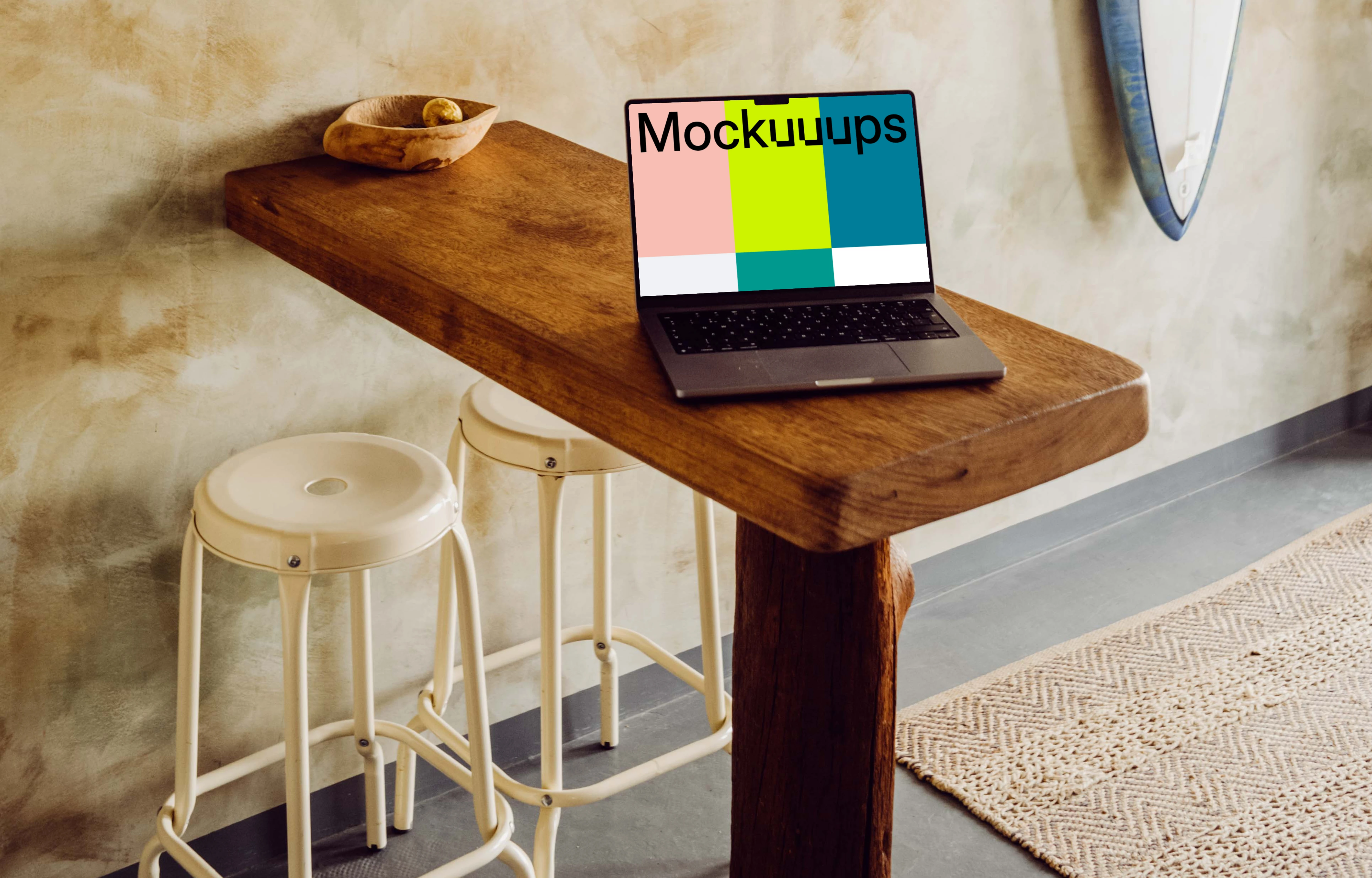 MacBook Pro mockup on a dining table