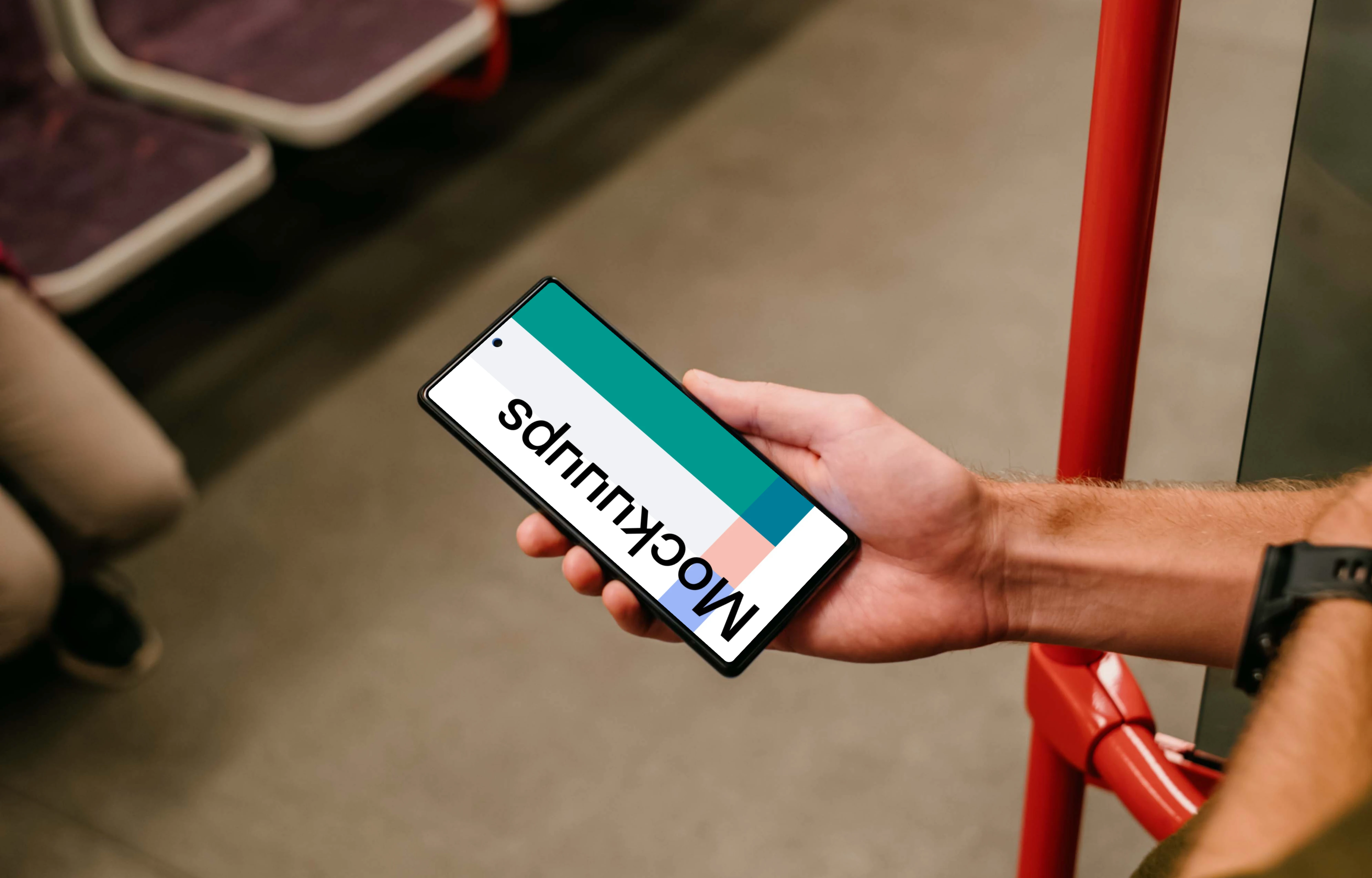 Male hand holding a Google Pixel 6 mockup