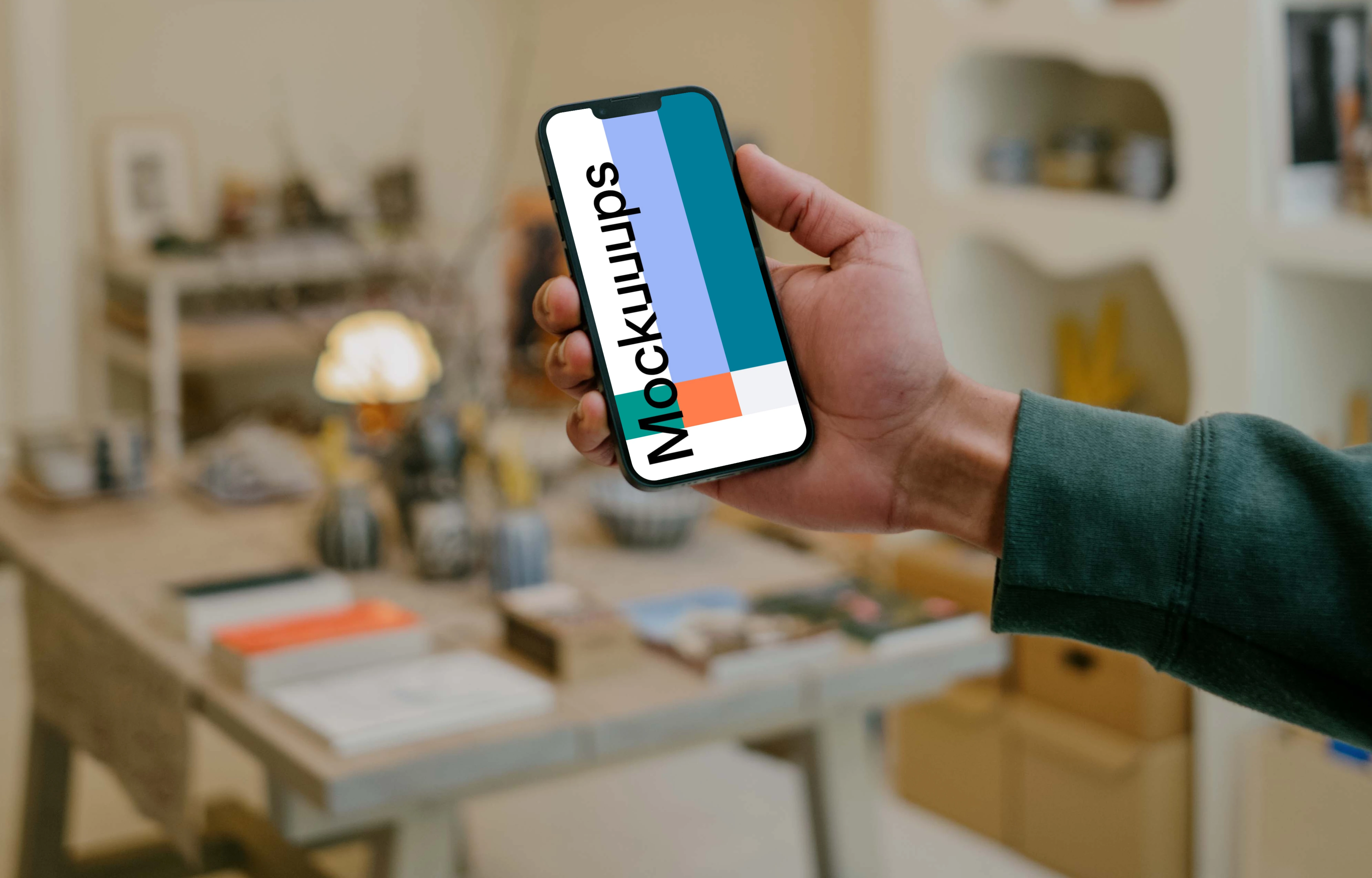 Man holding a smartphone mockup