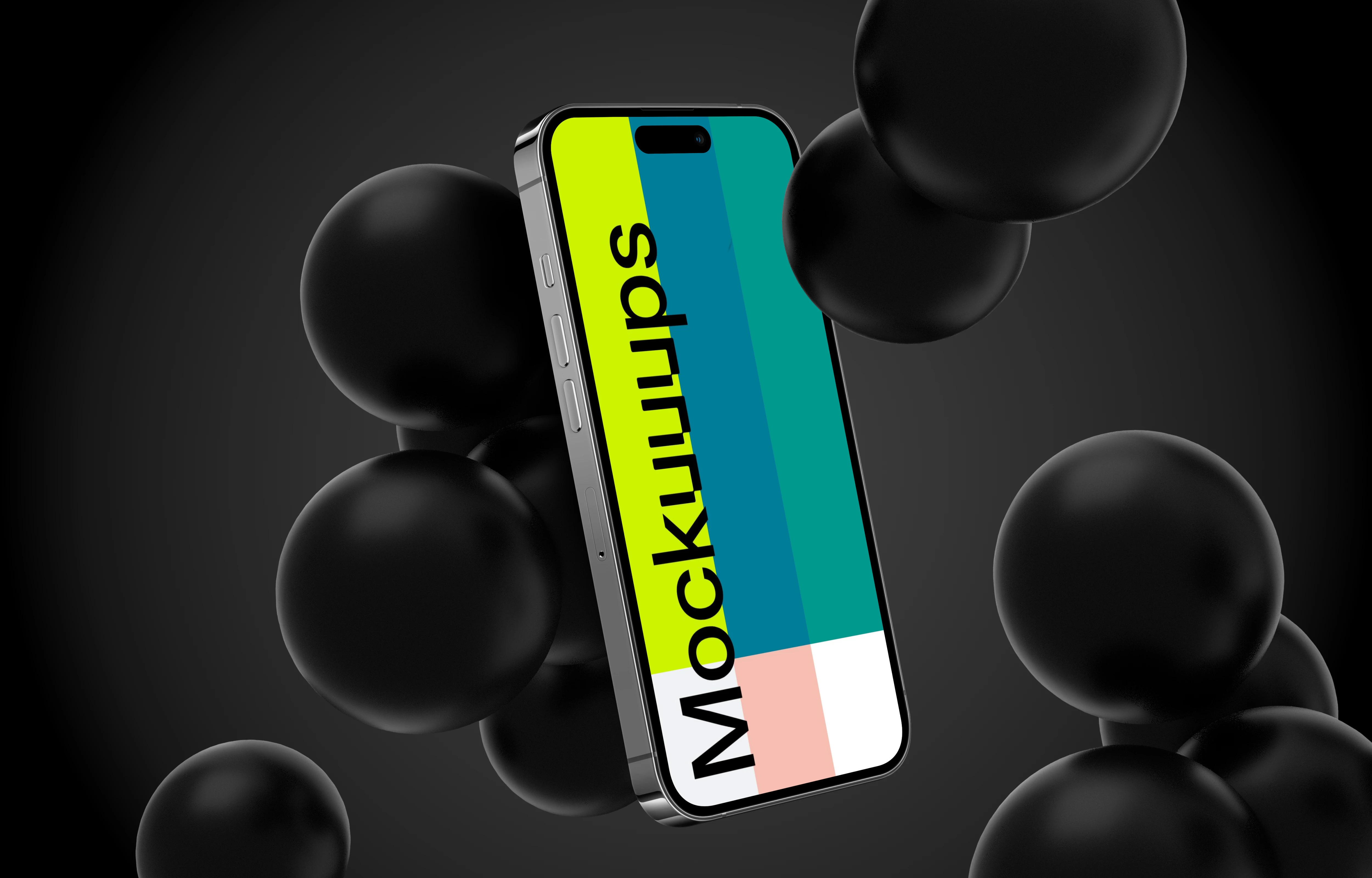 Flying Smartphone Mockup with Spheres