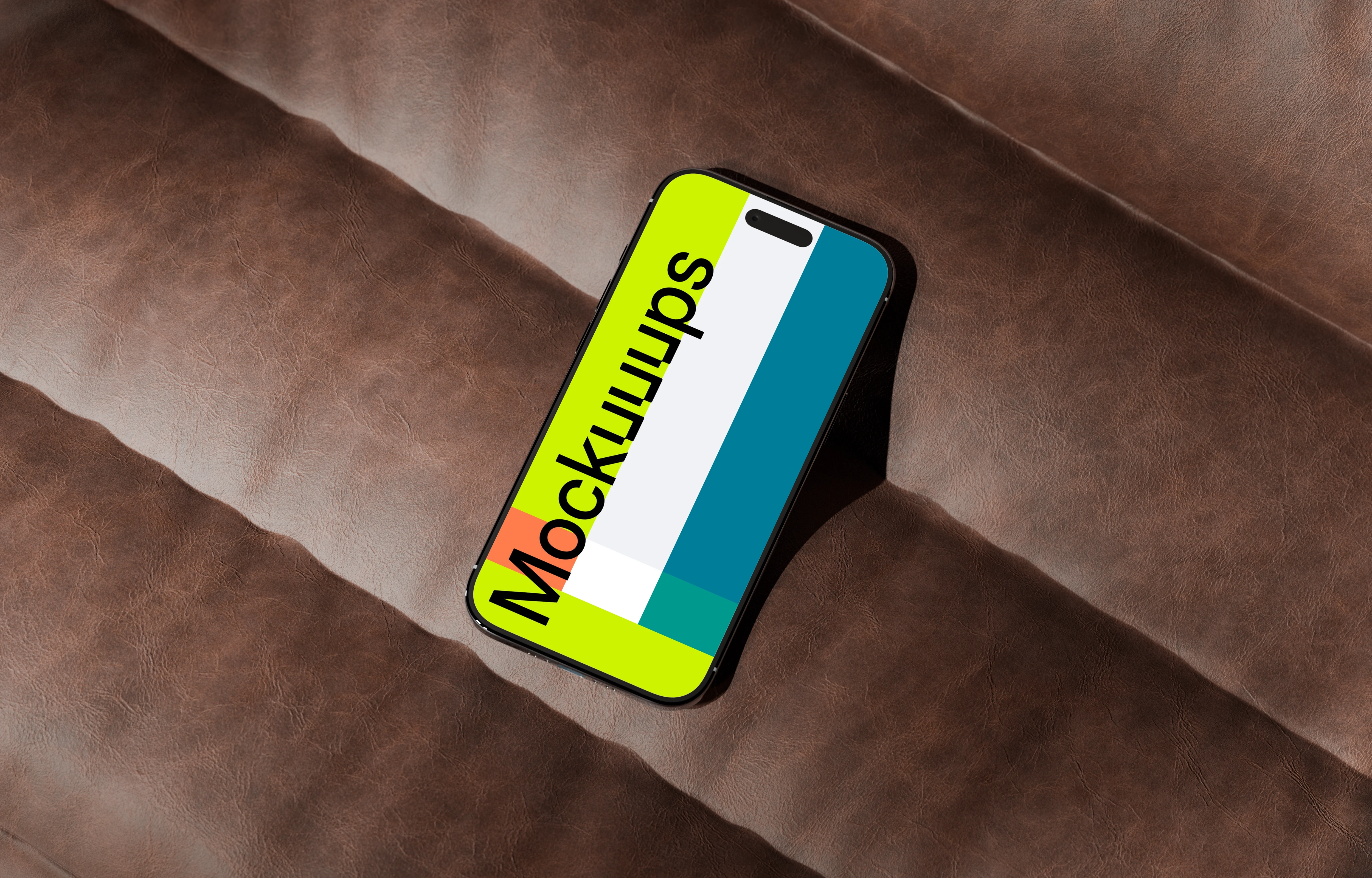 iPhone Air mockup on a brown leather surface