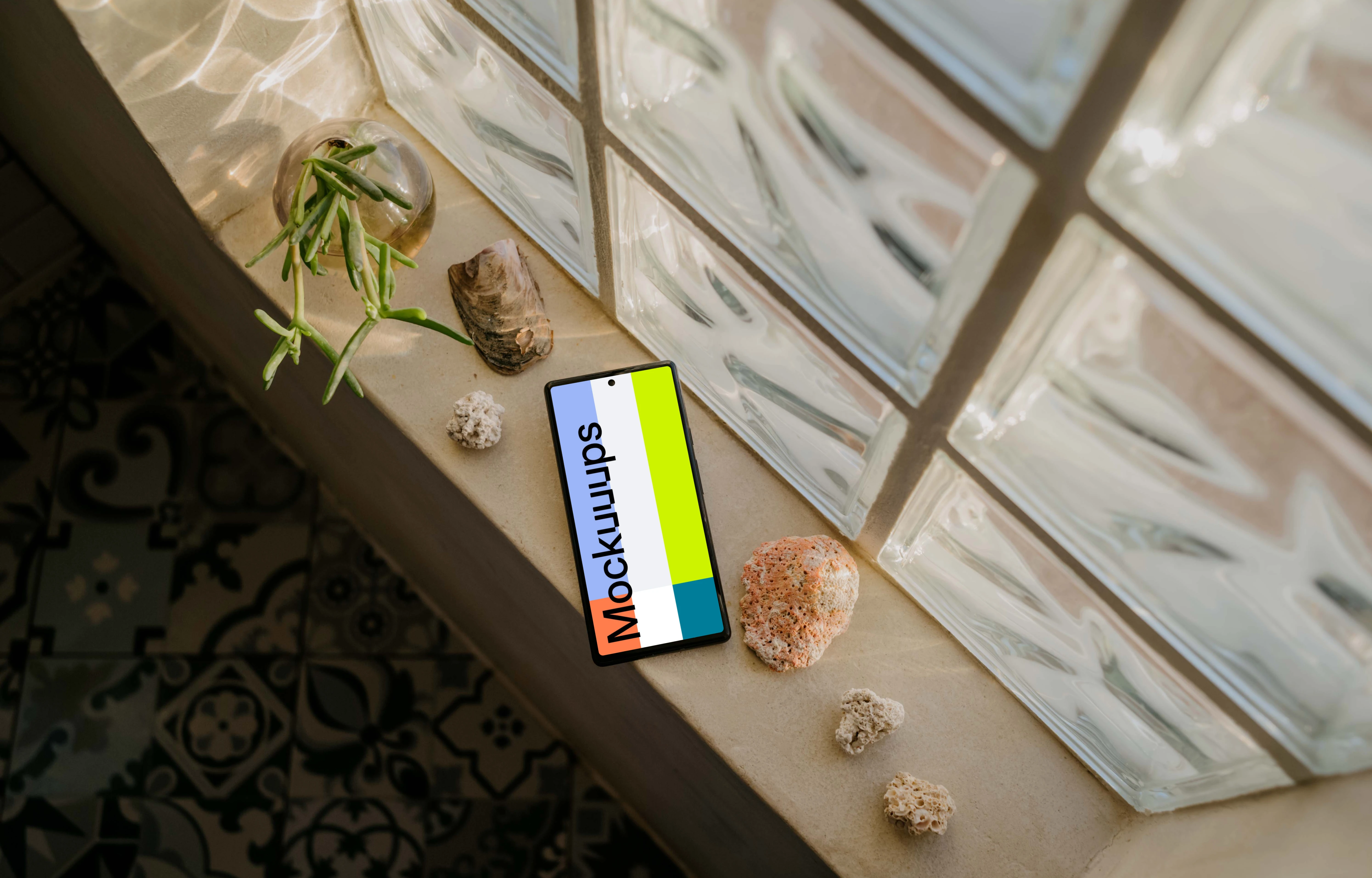 Pixel 6 mockup by a window