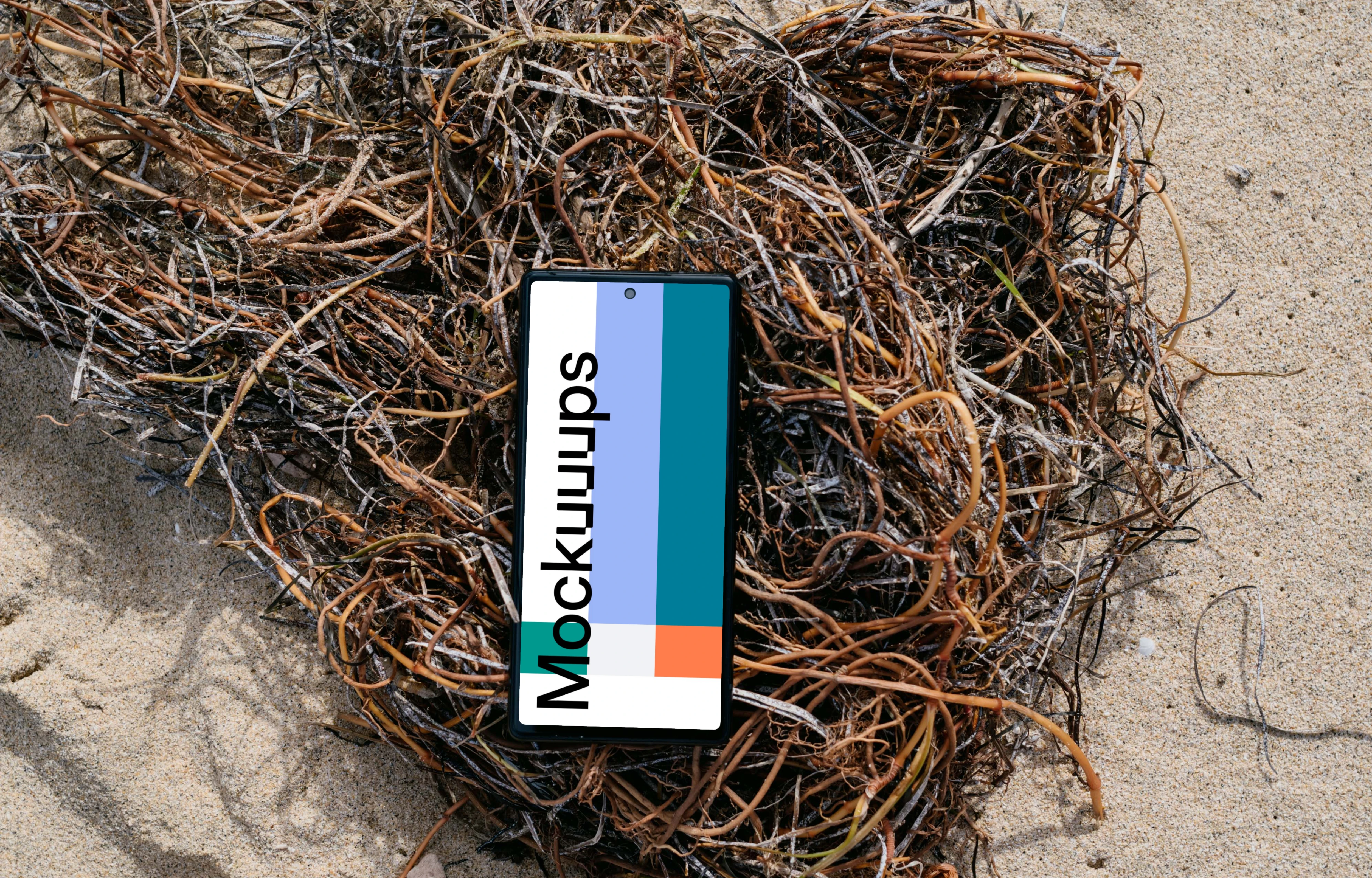 Pixel 6 mockup on hay
