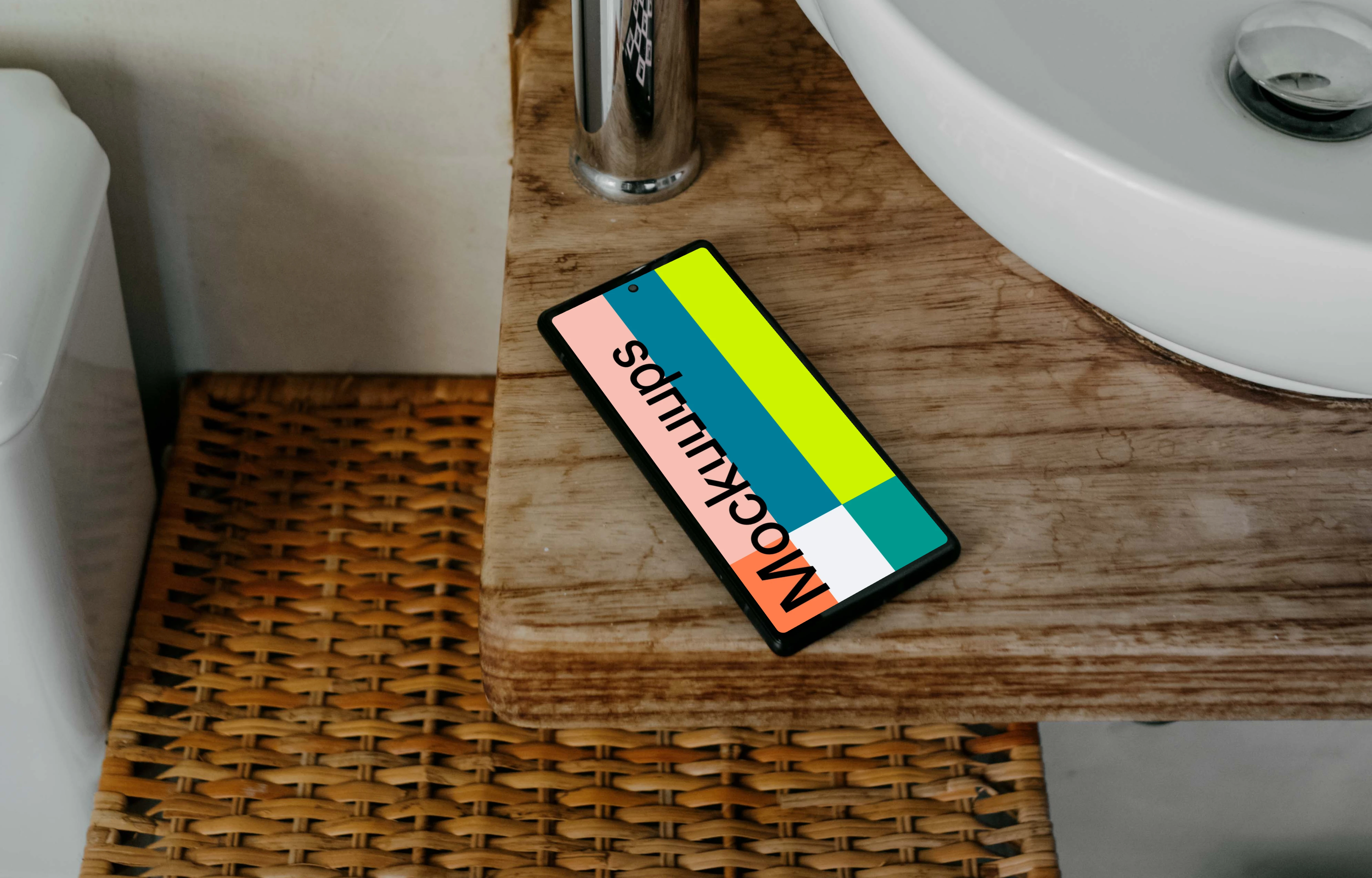 Pixel 6 mockup placed at the edge a table