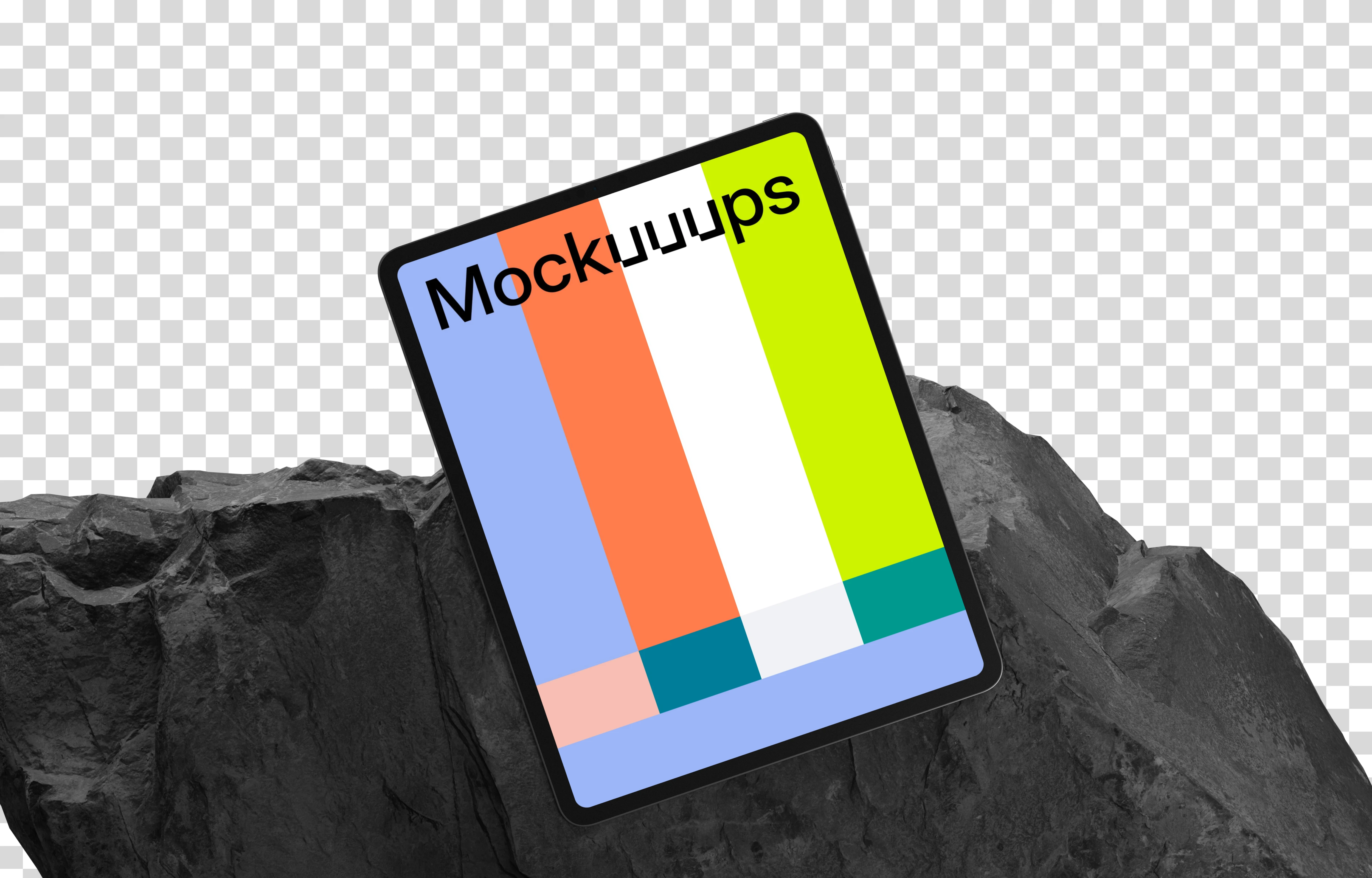 iPad Pro mockup on textured rock surface