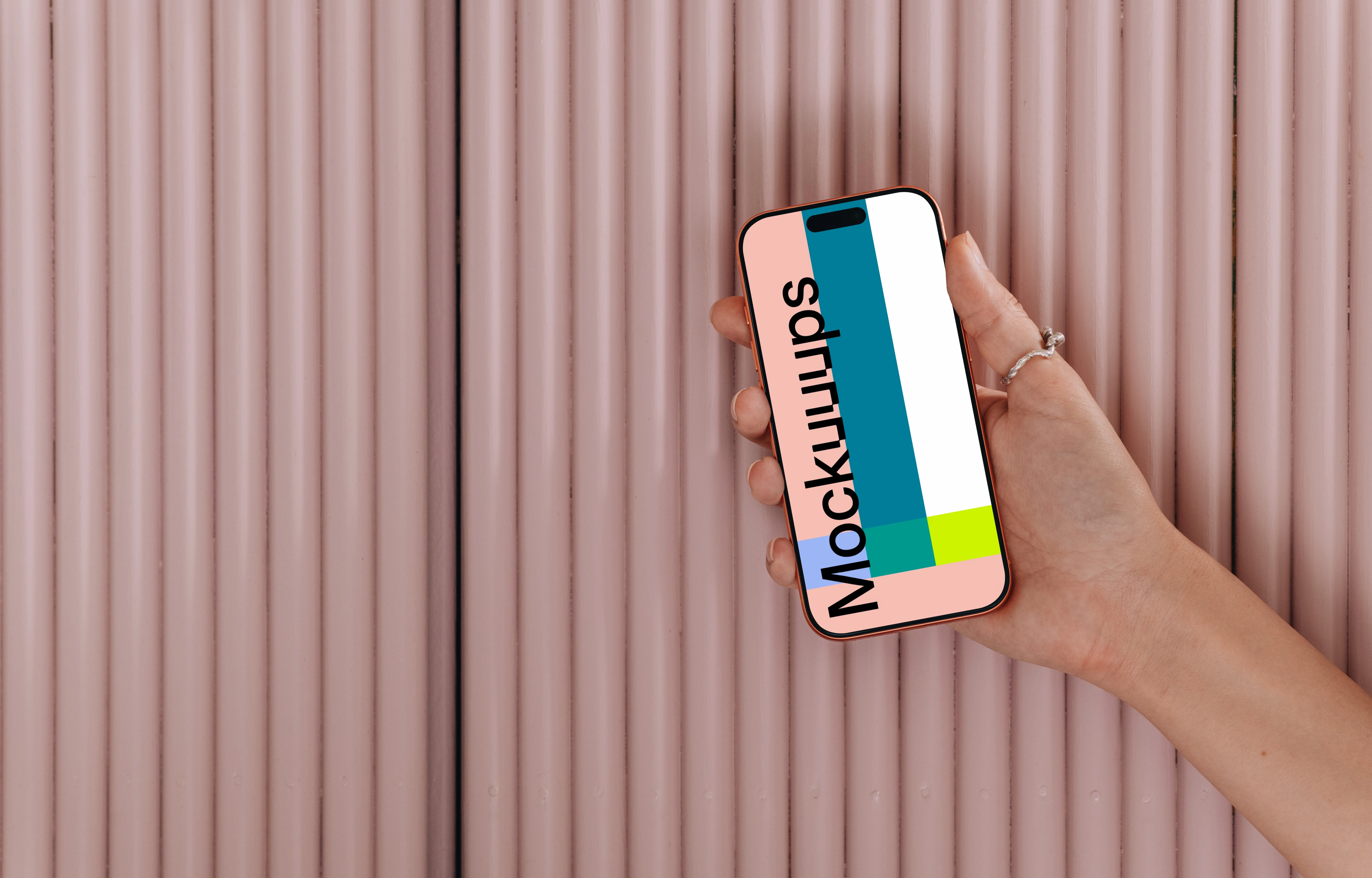 iPhone 17 Pro mockup against a pink textured backdrop