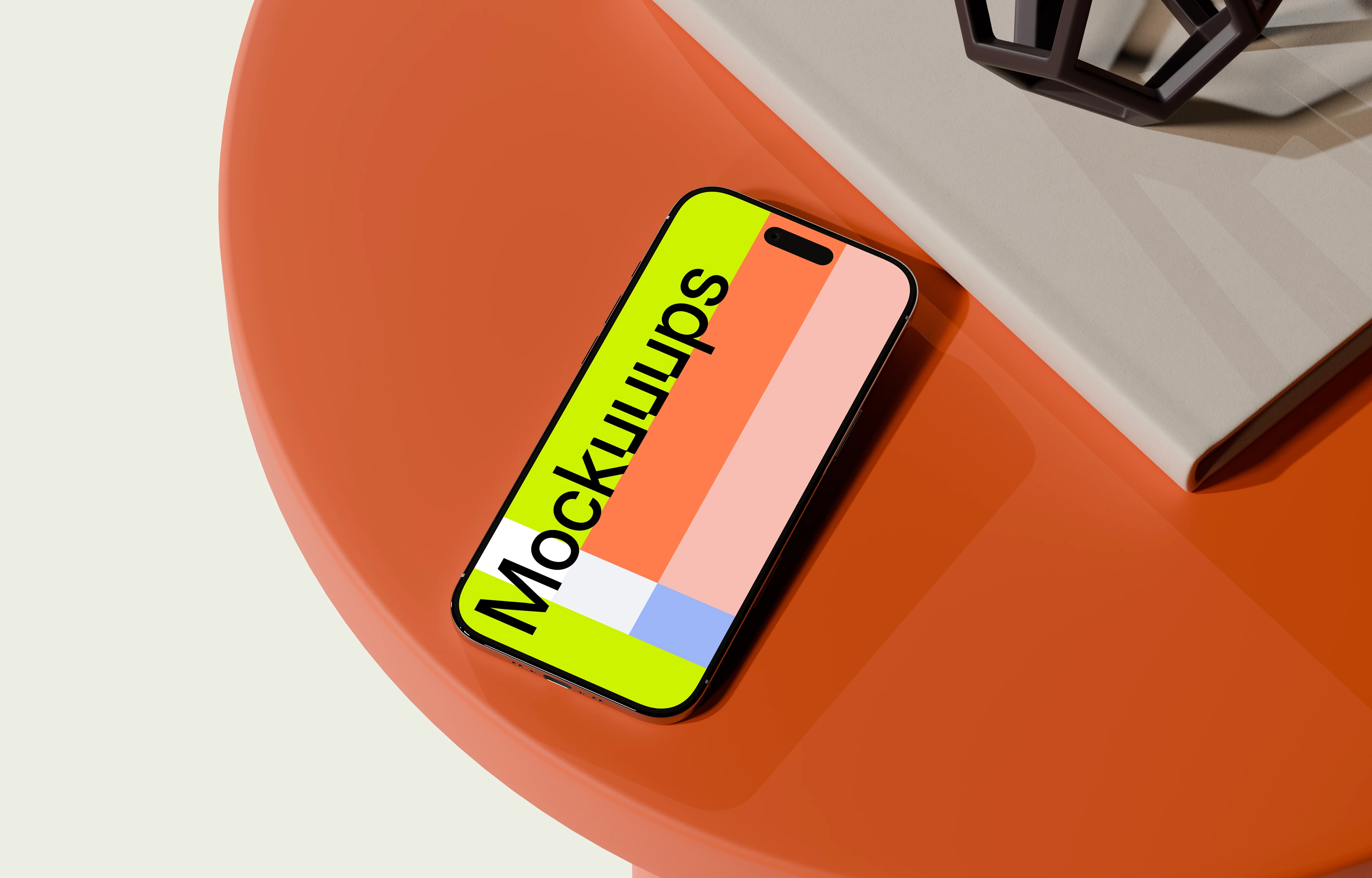 iPhone Air mockup on a modern orange table