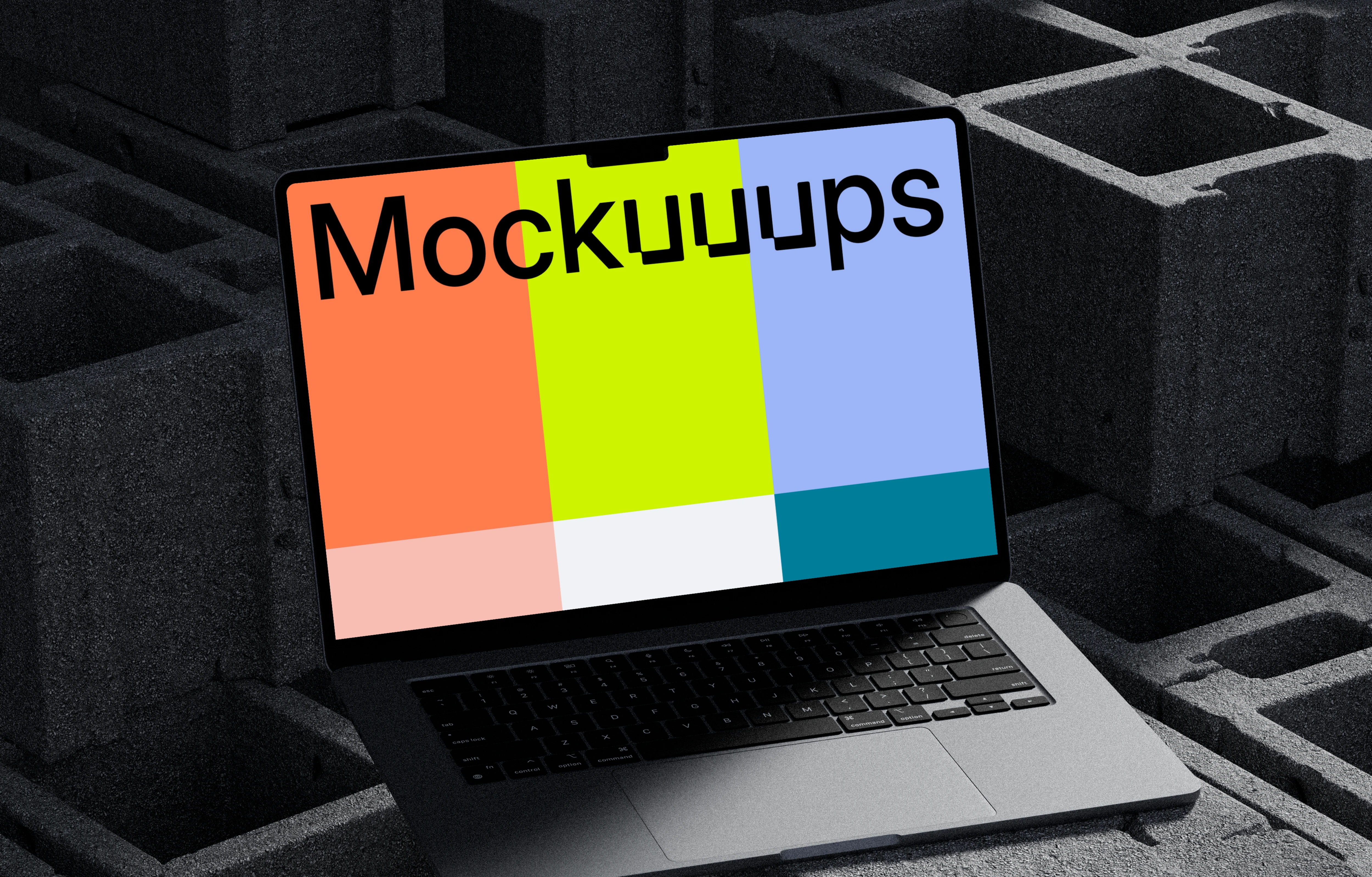 Sleek MacBook Pro displayed on industrial concrete blocks