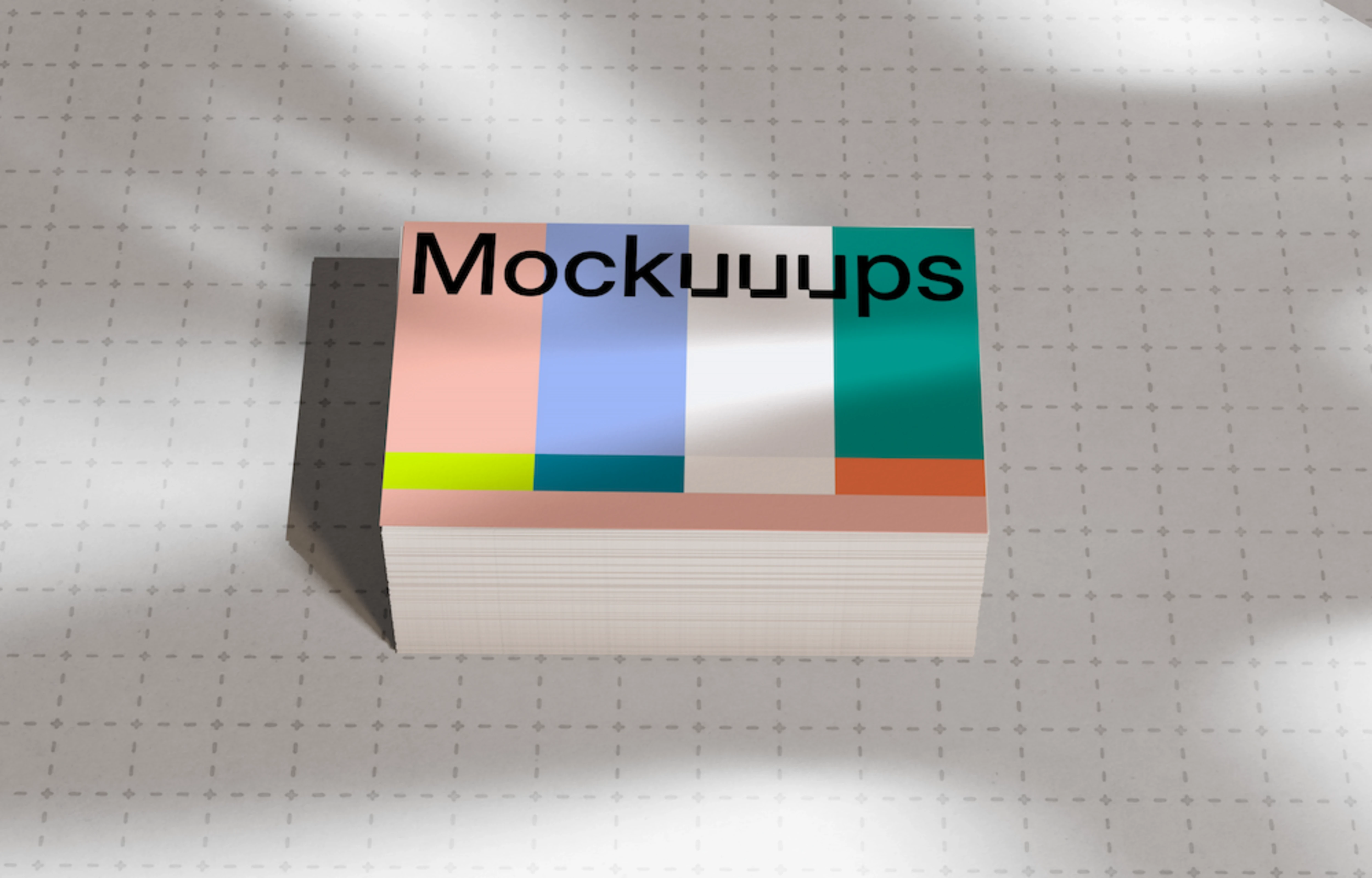 Stack of EU business card mockups on a grid surface