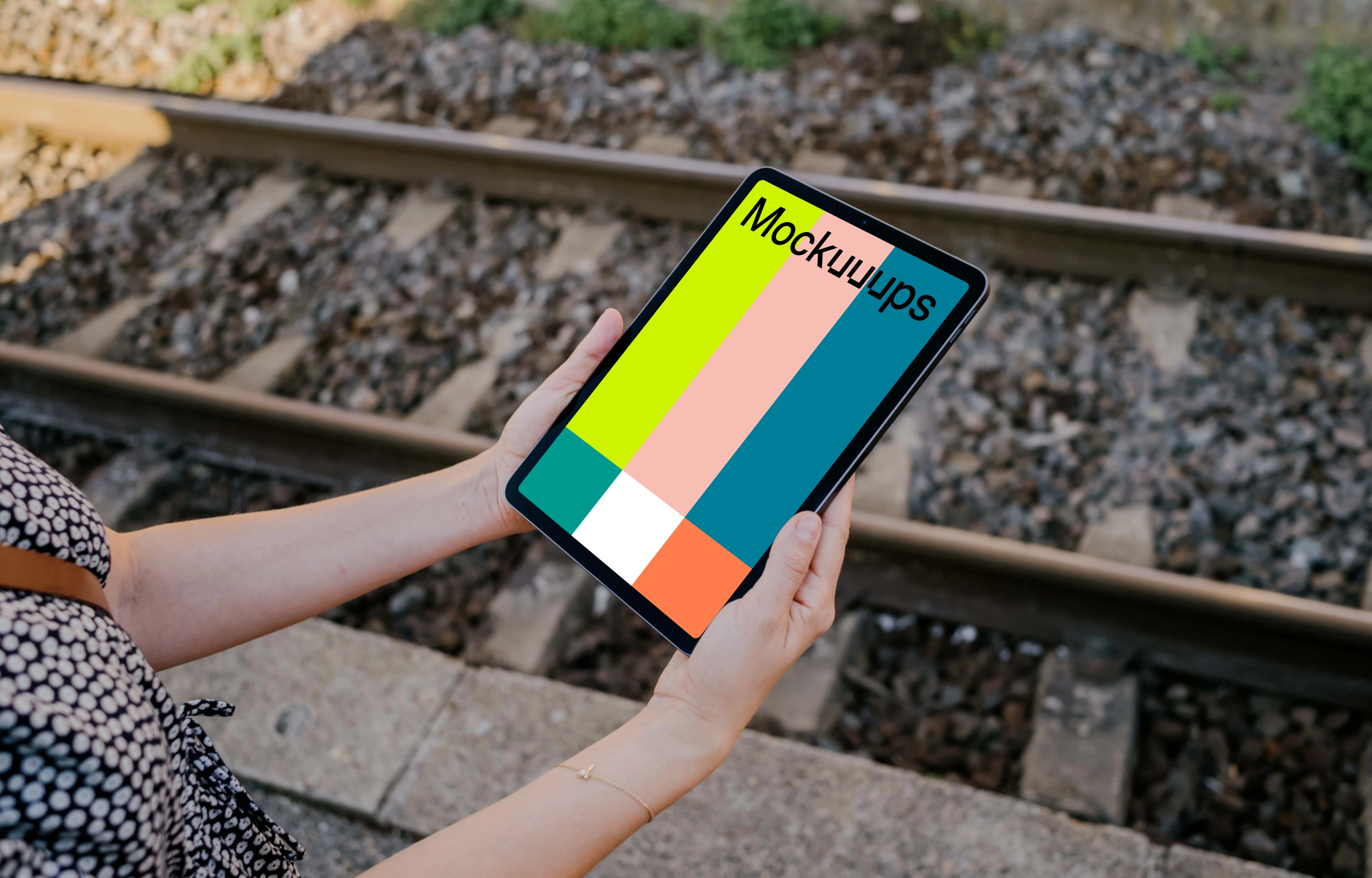 Train station and iPad mockup