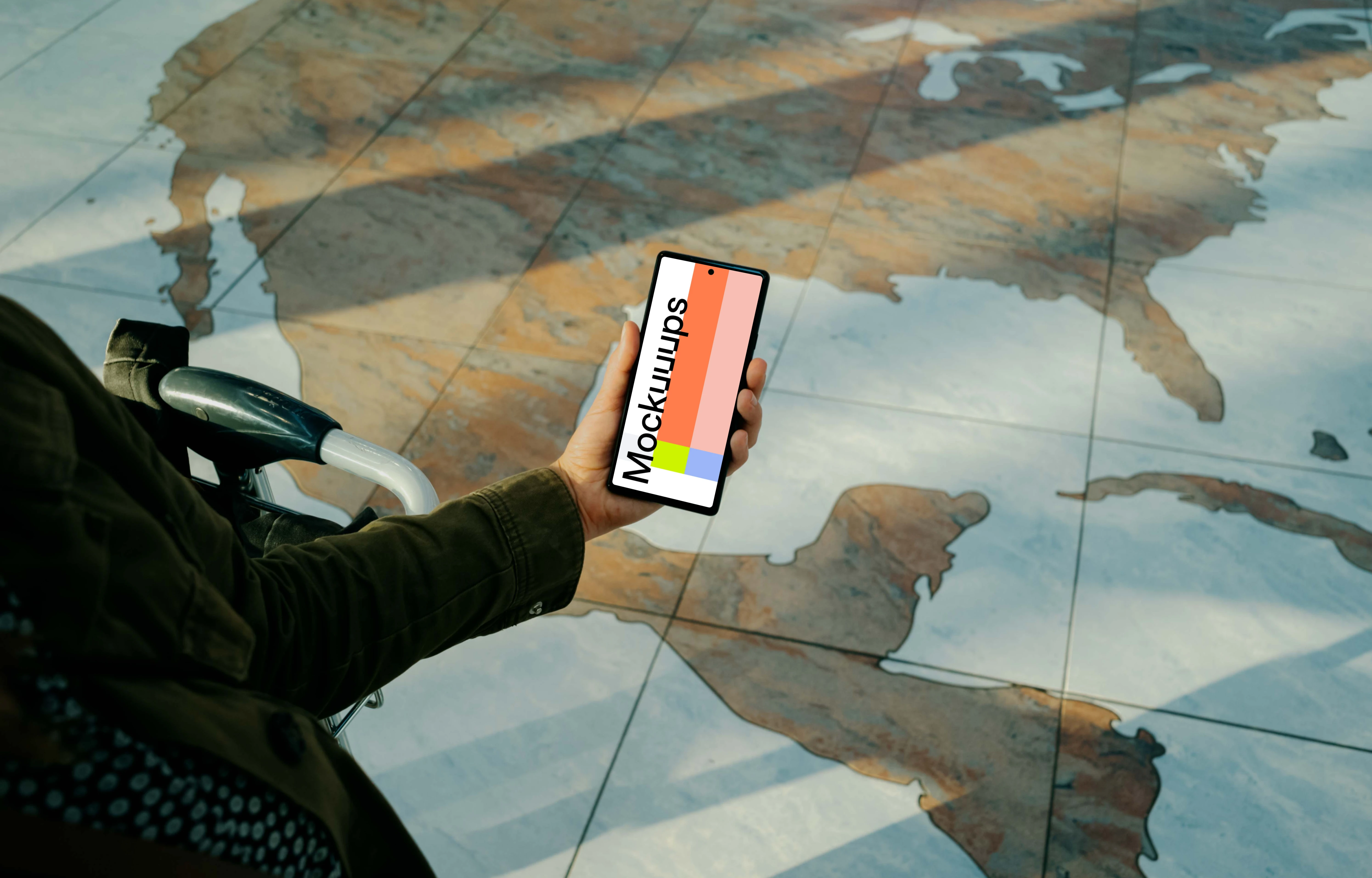 Woman hand holding a Google Pixel mockup