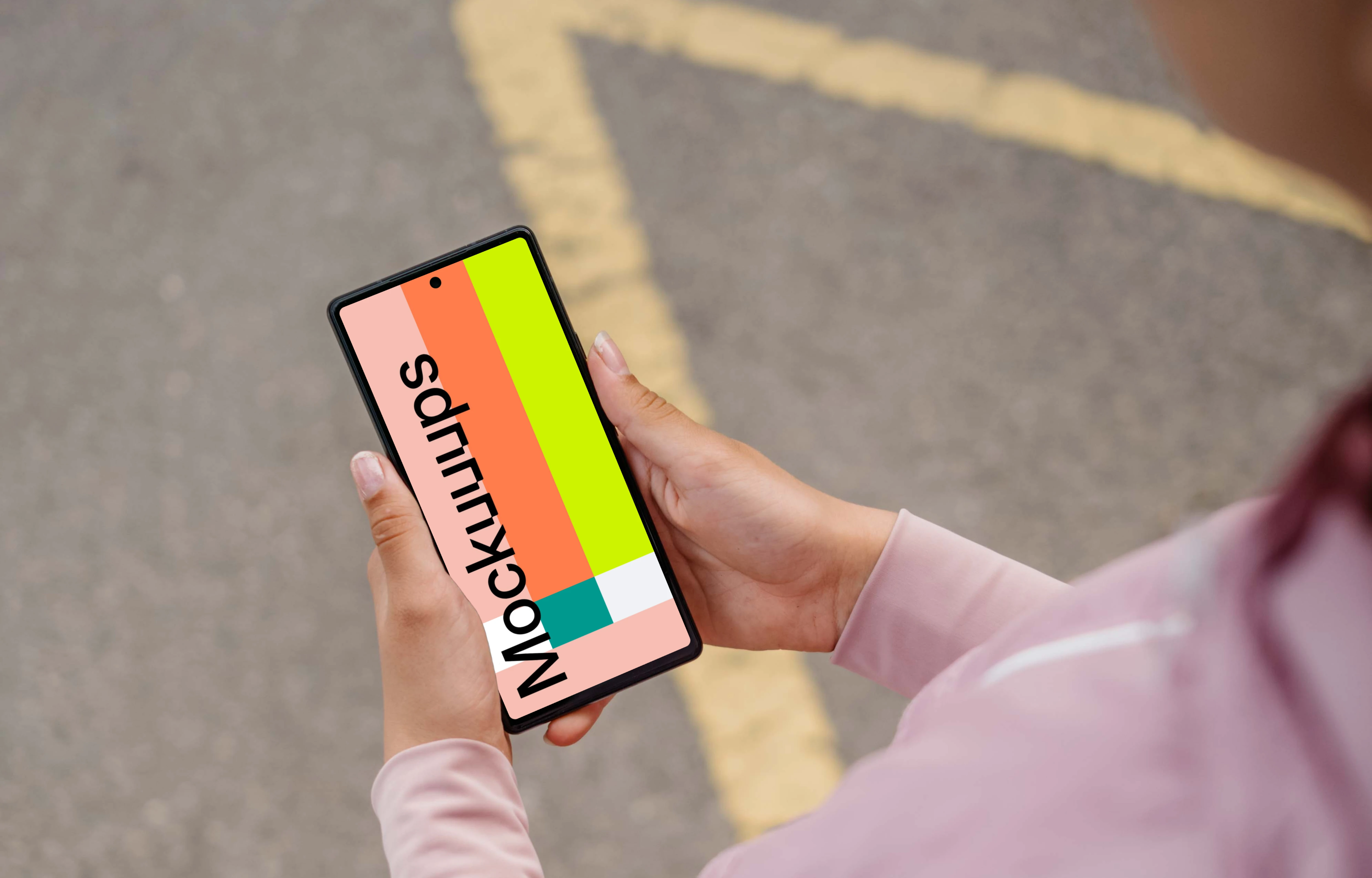 Woman hands holding the Google Pixel 6 mockup