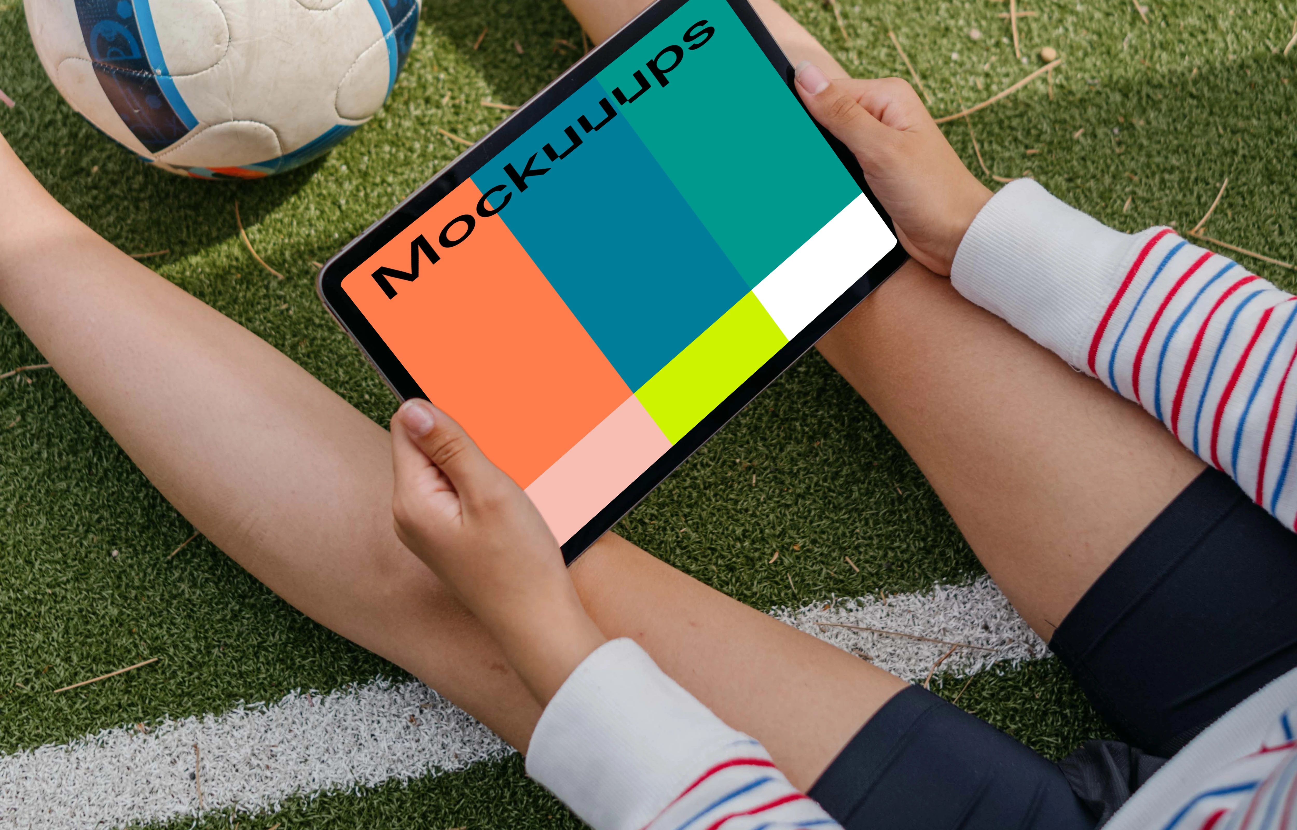 Woman reading on a tablet mockup