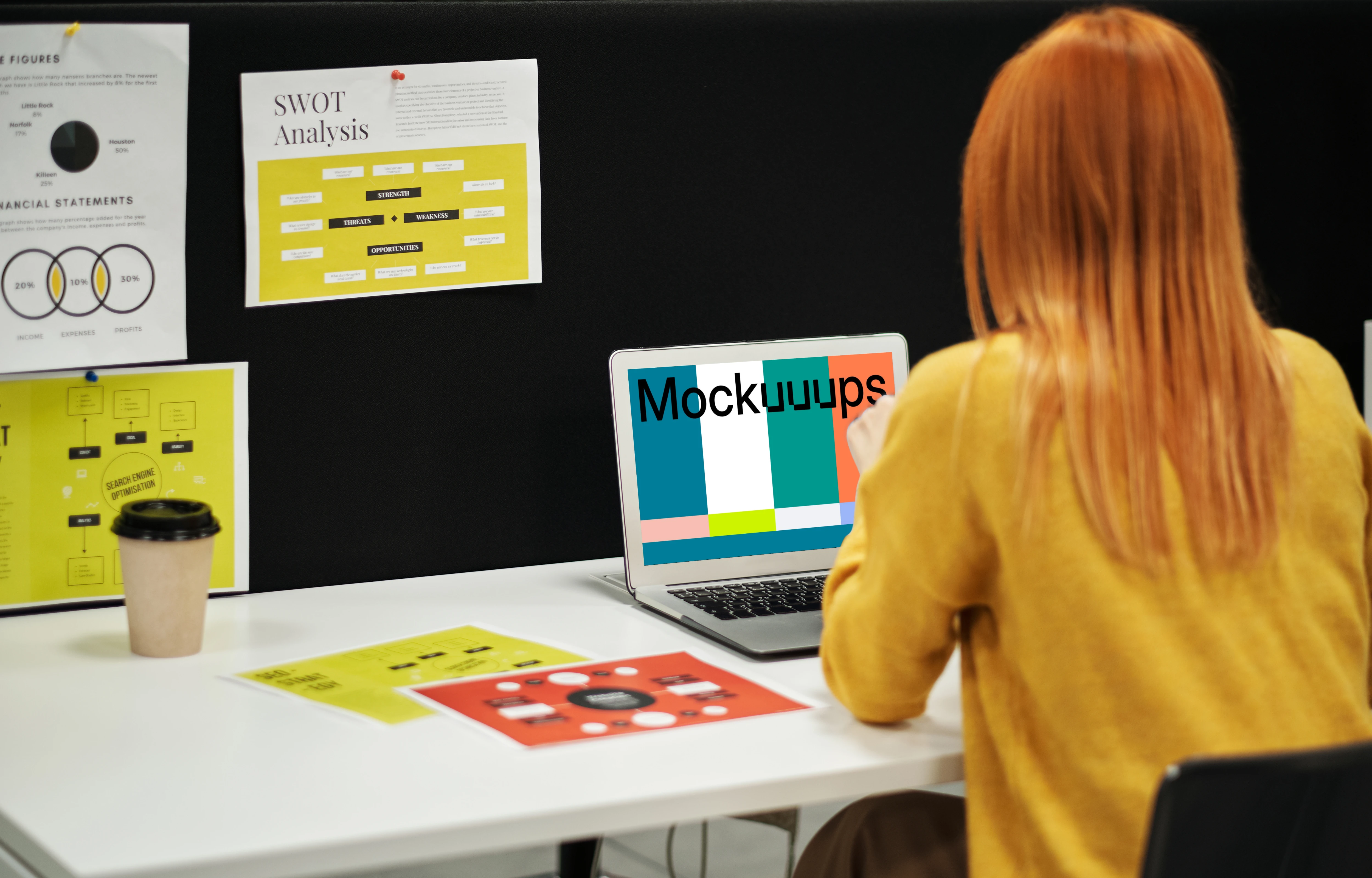 Woman using a MacBook Air mockup
