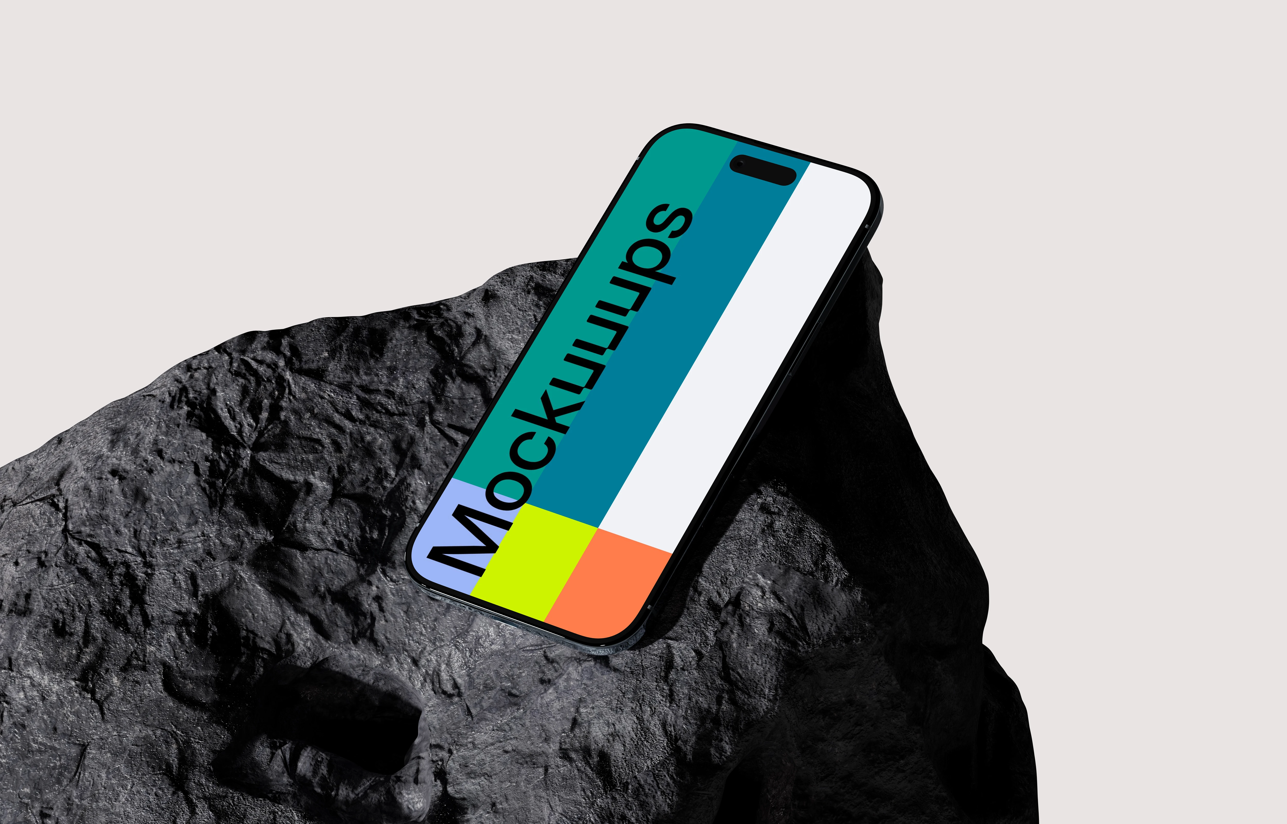 iPhone Air mockup on textured dark rock