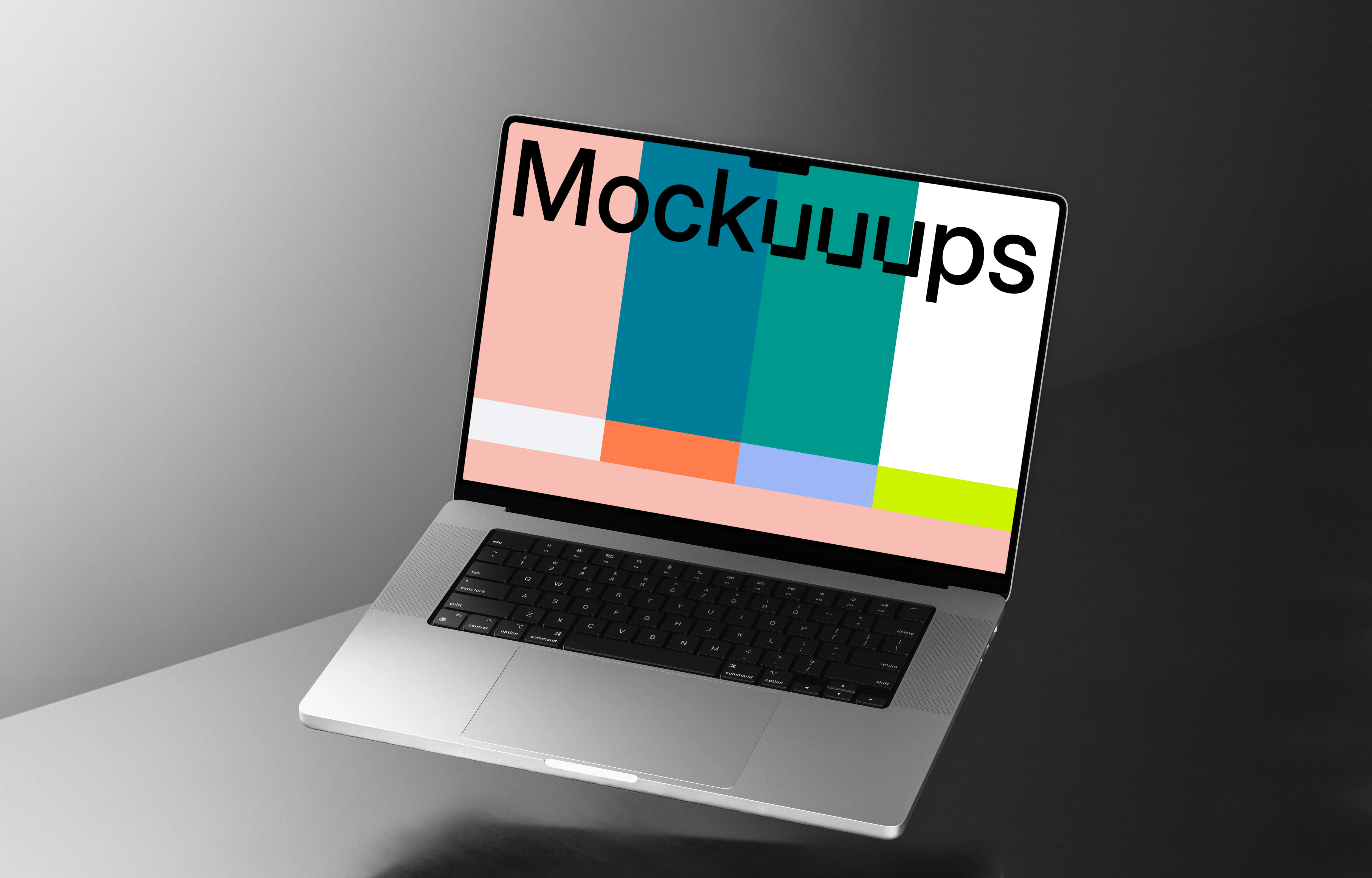 MacBook Pro 16 inch mockup on sleek grey surface