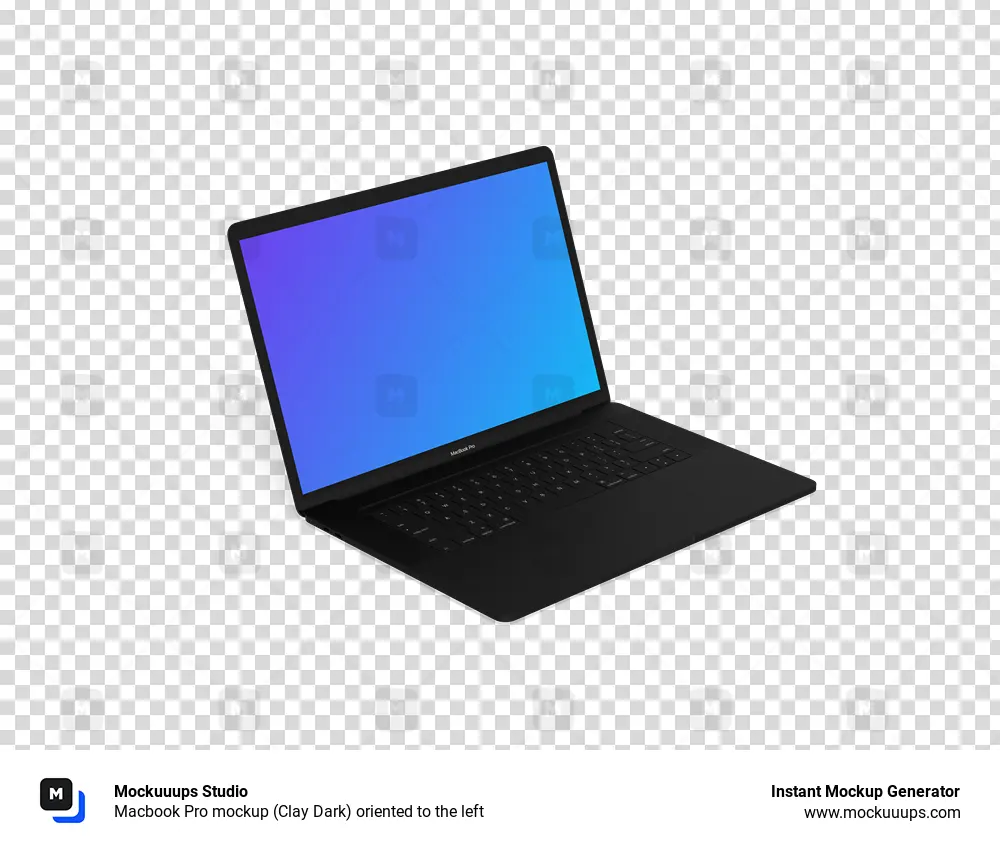 Macbook Pro mockup (Clay Dark) oriented to the left