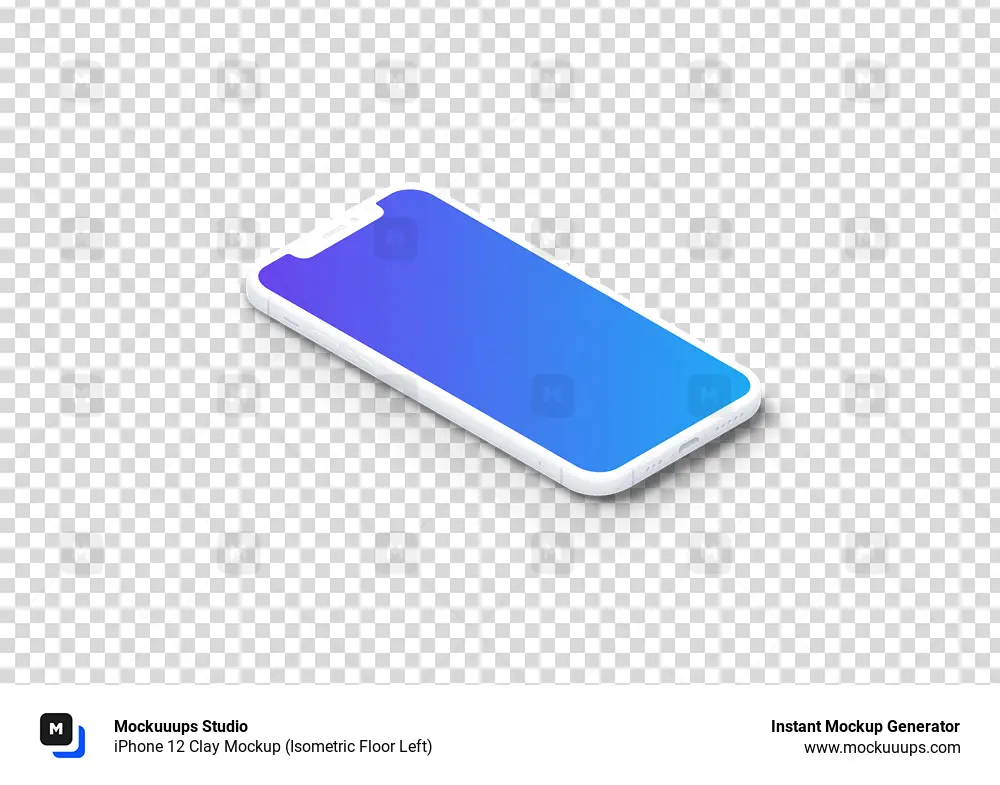iPhone 12 Clay Mockup (Isometric Floor Left)