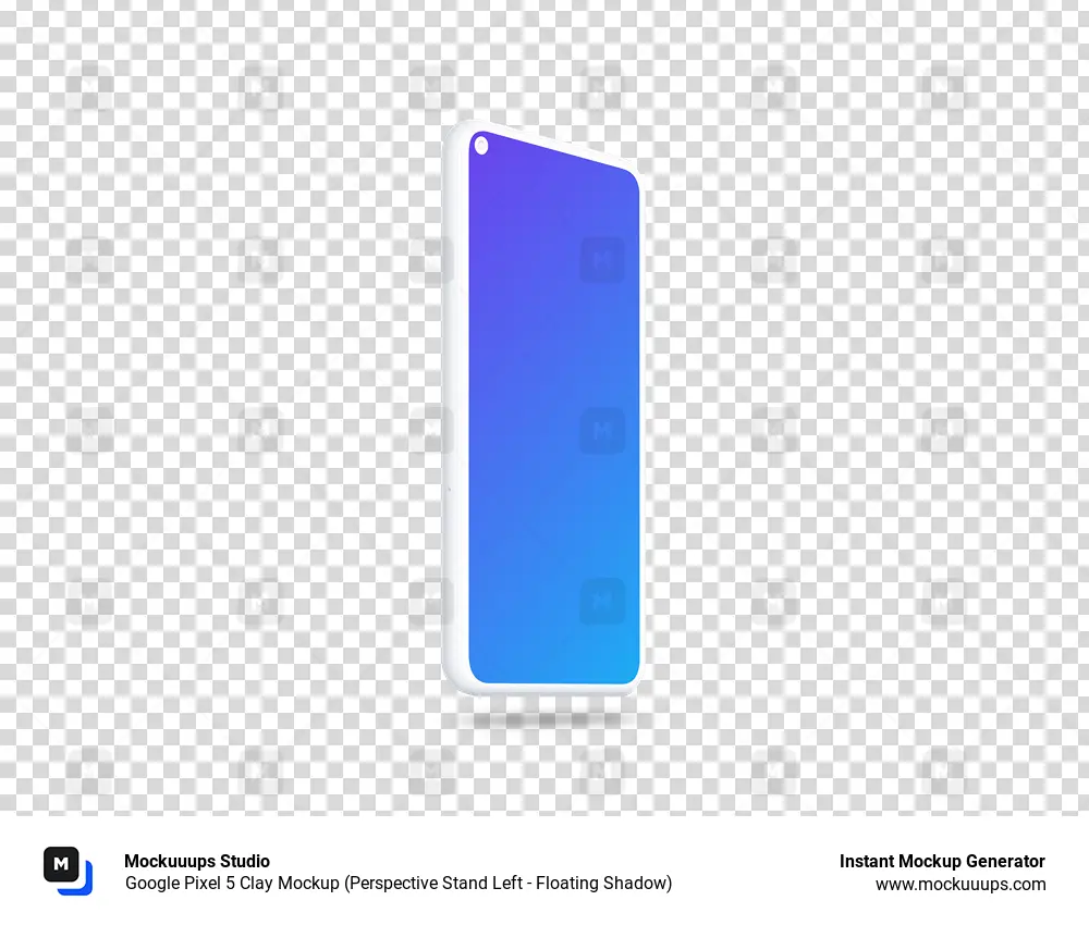 Google Pixel 5 Clay Mockup (Perspective Stand Left - Floating Shadow)
