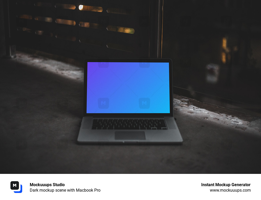 Dark mockup scene with Macbook Pro