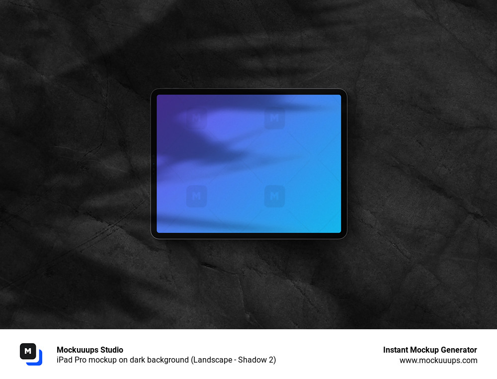 iPad Pro mockup on dark background (Landscape - Shadow 2)