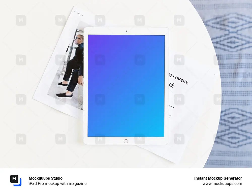 iPad Pro mockup with magazine