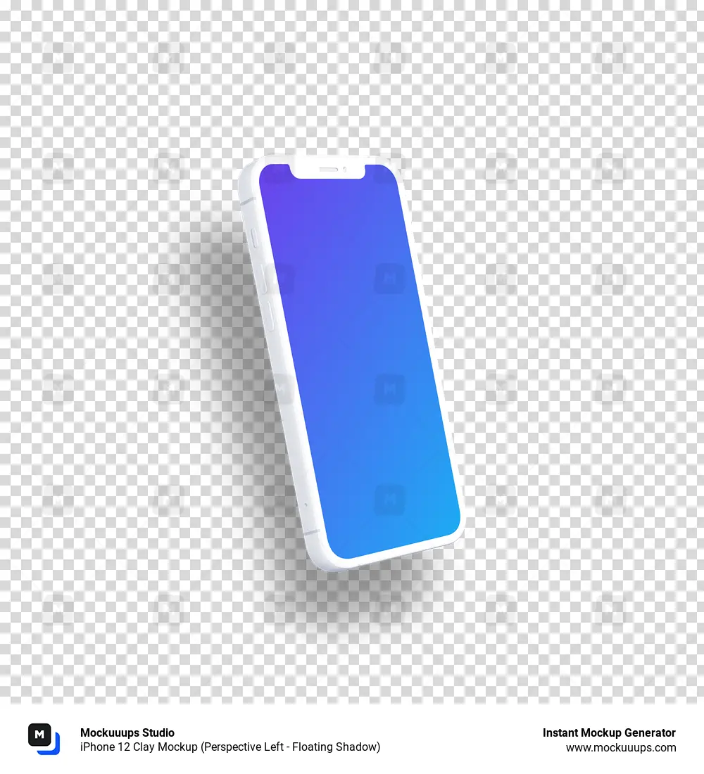 iPhone 12 Clay Mockup (Perspective Left - Floating Shadow)