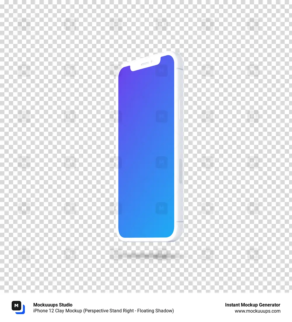 iPhone 12 Clay Mockup (Perspective Stand Right - Floating Shadow)