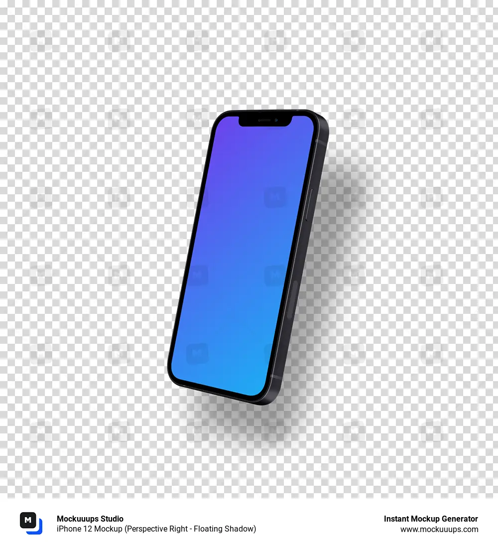 iPhone 12 Mockup (Perspective Right - Floating Shadow)
