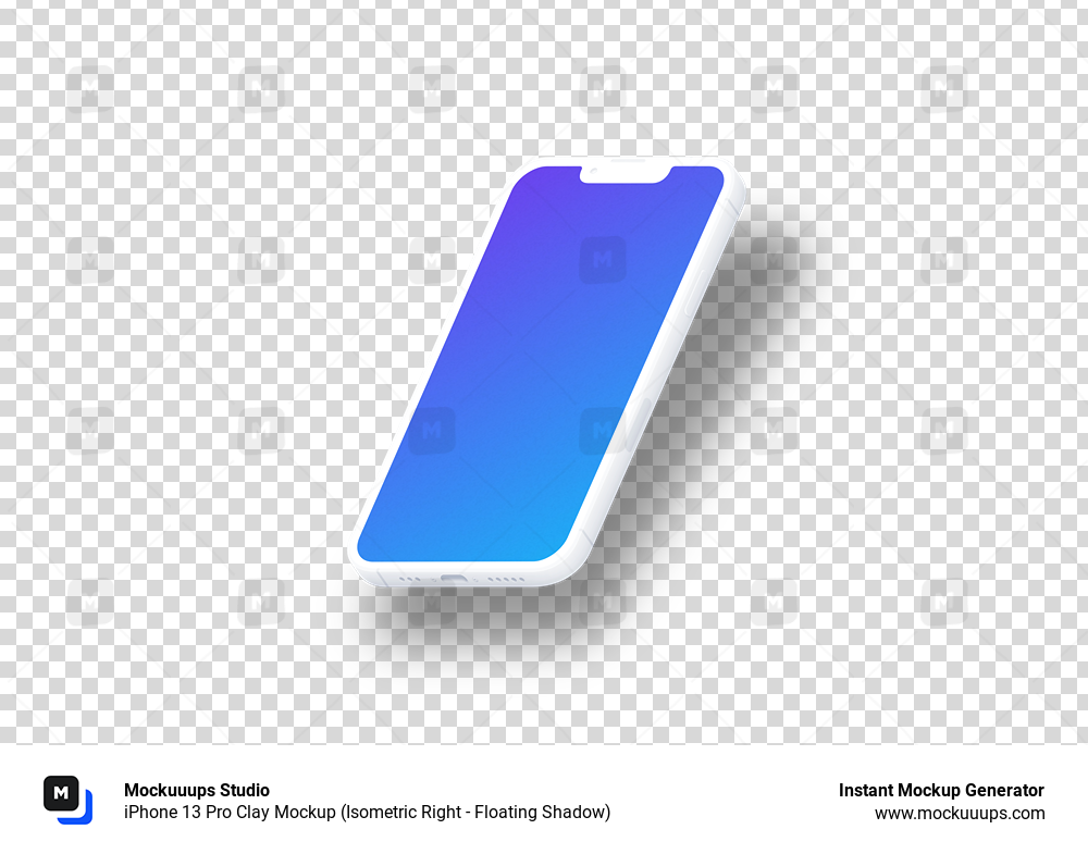 iPhone 13 Pro Clay Mockup (Isometric Right - Floating Shadow)