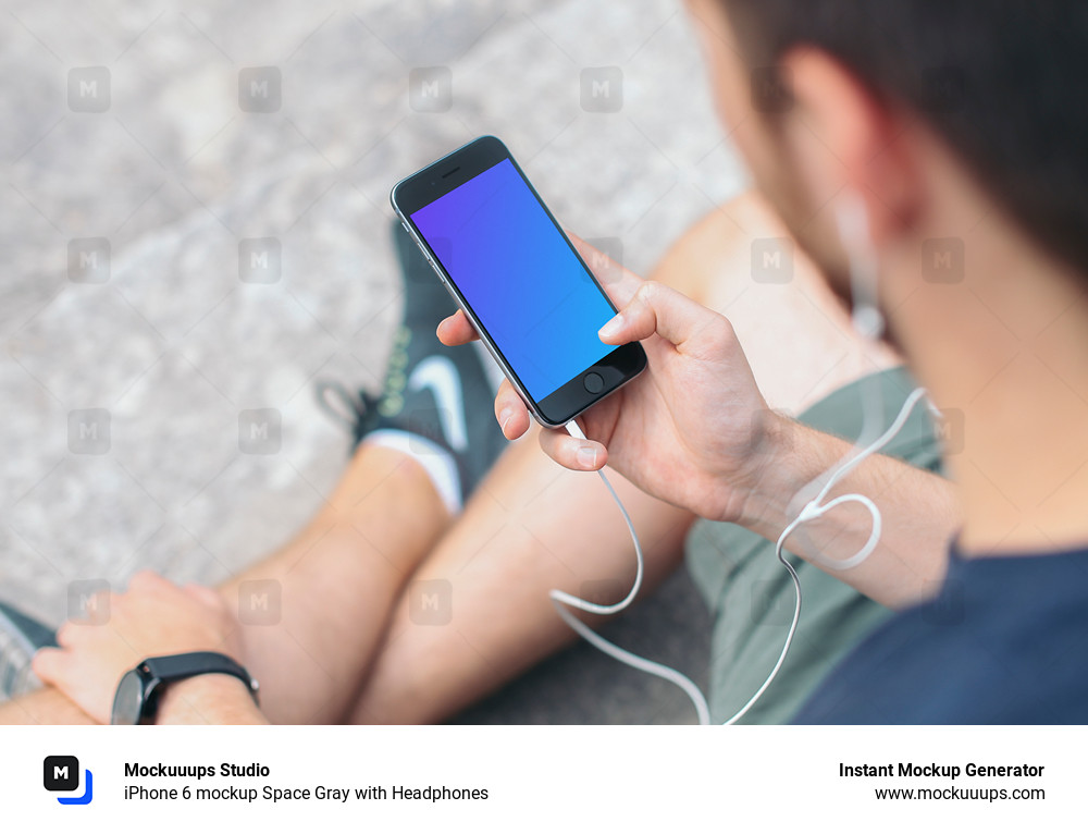 iPhone 6 mockup Space Gray with Headphones
