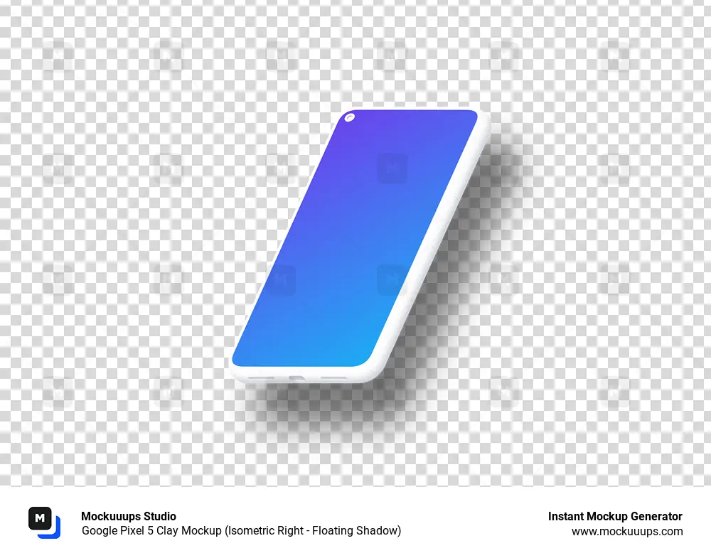Google Pixel 5 Clay Mockup (Isometric Right - Floating Shadow)