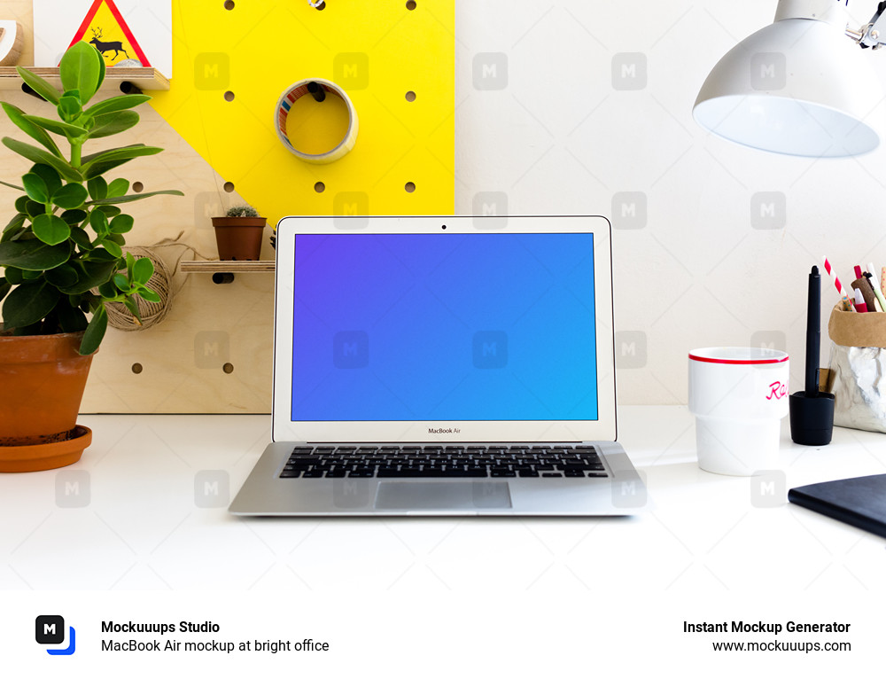 MacBook Air mockup at bright office