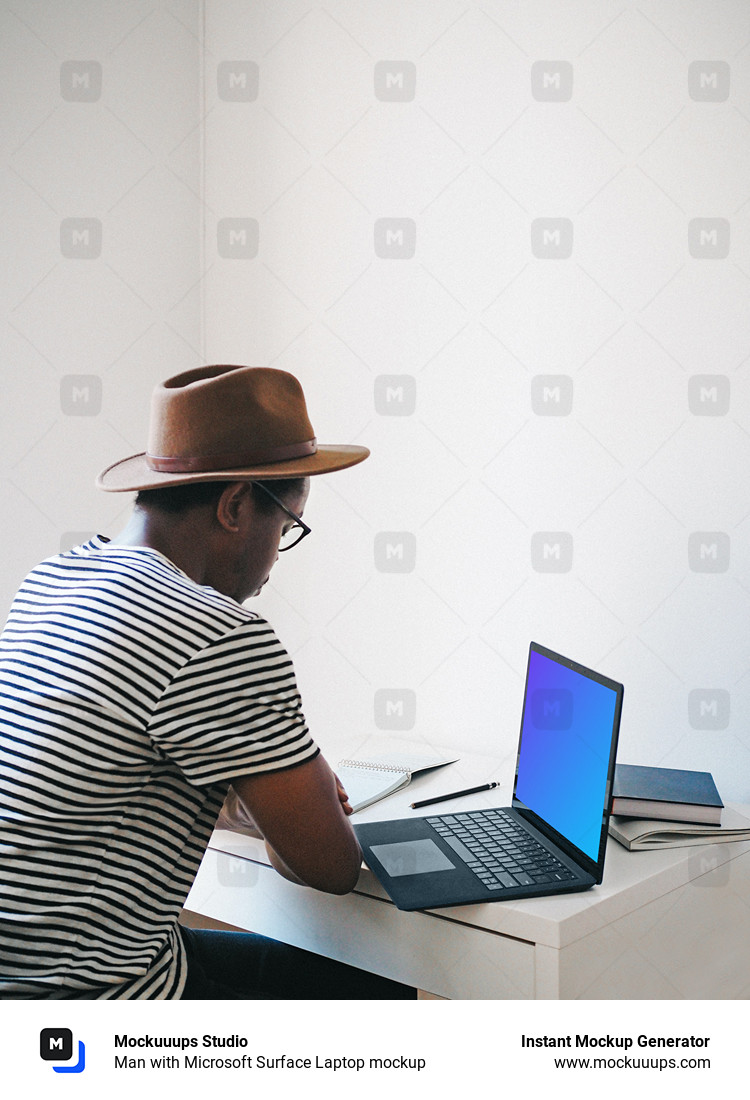 Man with Microsoft Surface Laptop mockup