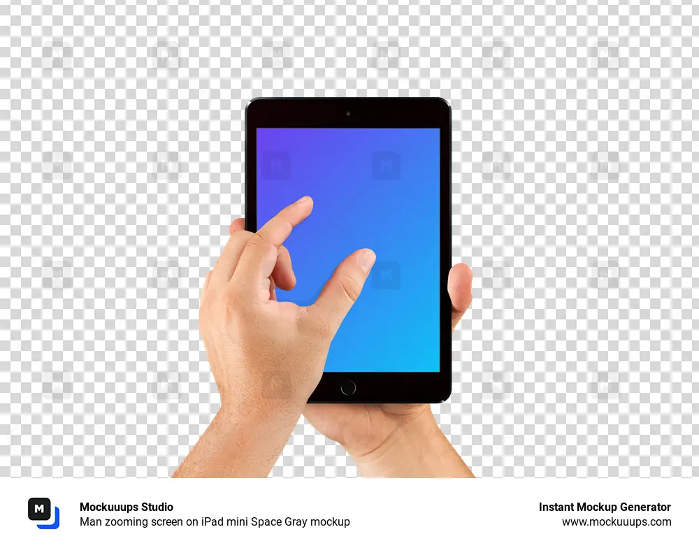 Man zooming screen on iPad mini Space Gray mockup