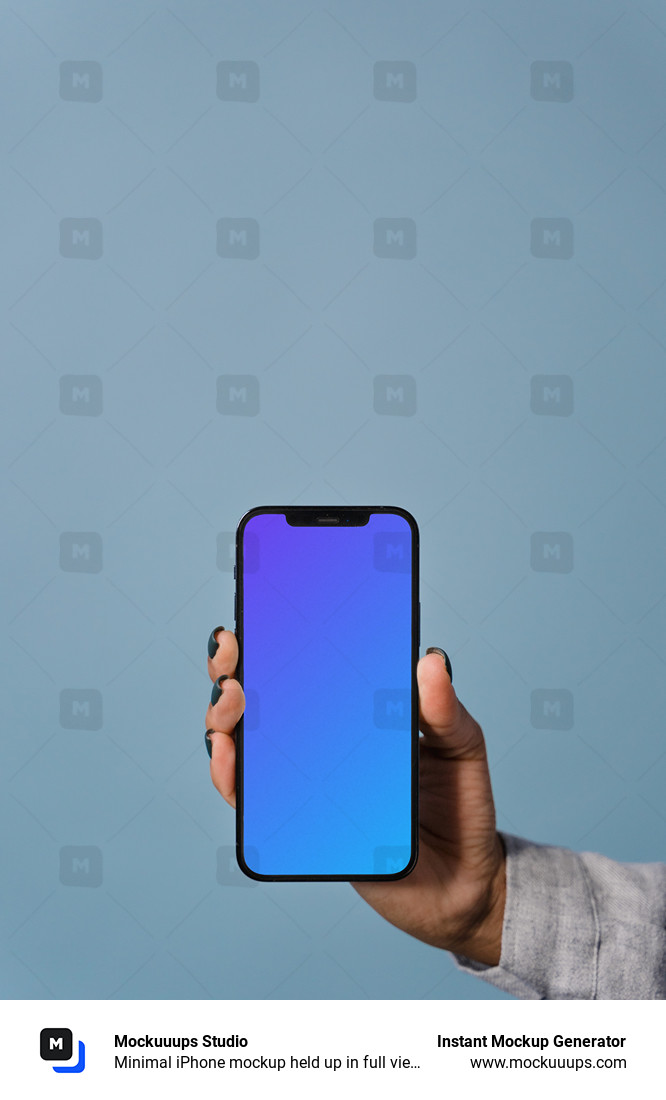 Minimal iPhone mockup held up in full view by user