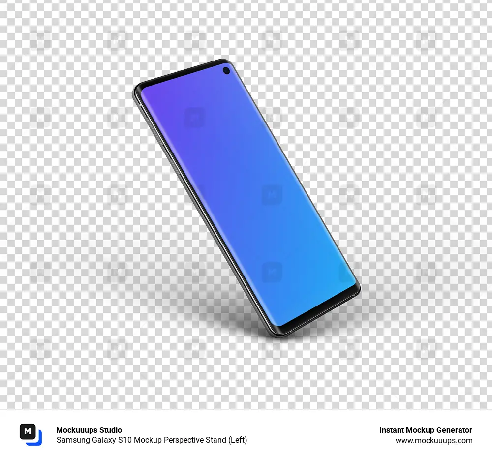 Samsung Galaxy S10 Mockup Perspective Stand (Left) - Mockuuups Studio