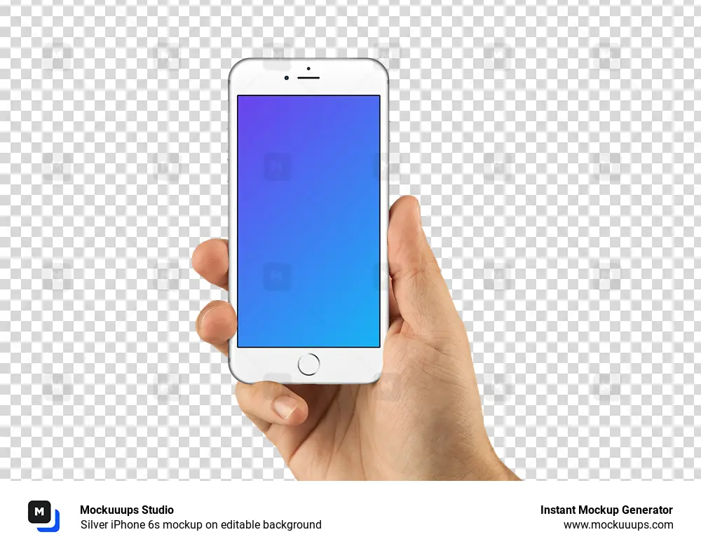 Silver iPhone 6s mockup on editable background