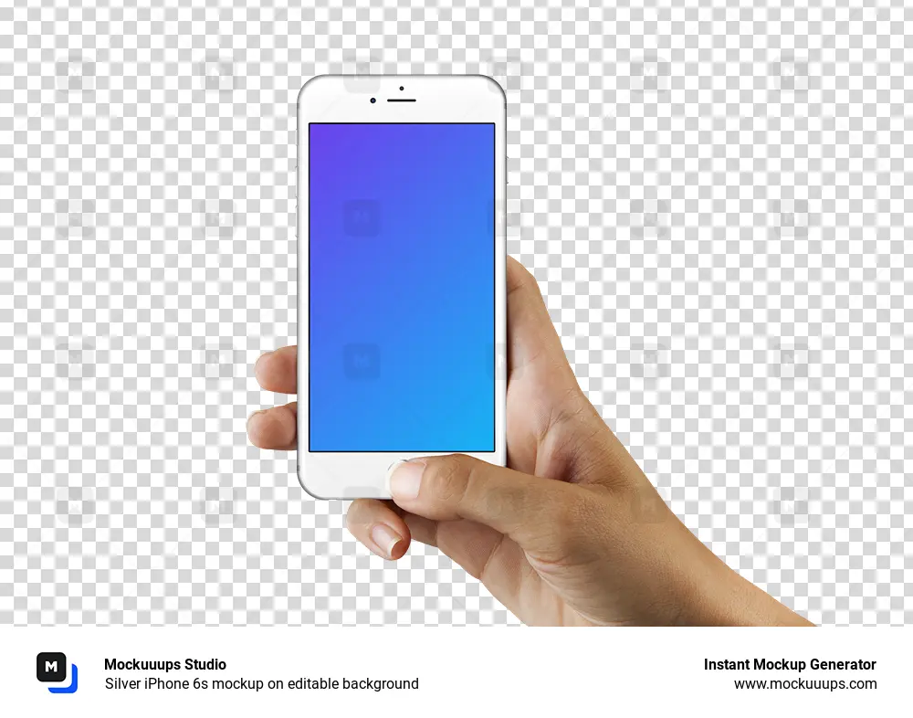 Silver iPhone 6s mockup on editable background