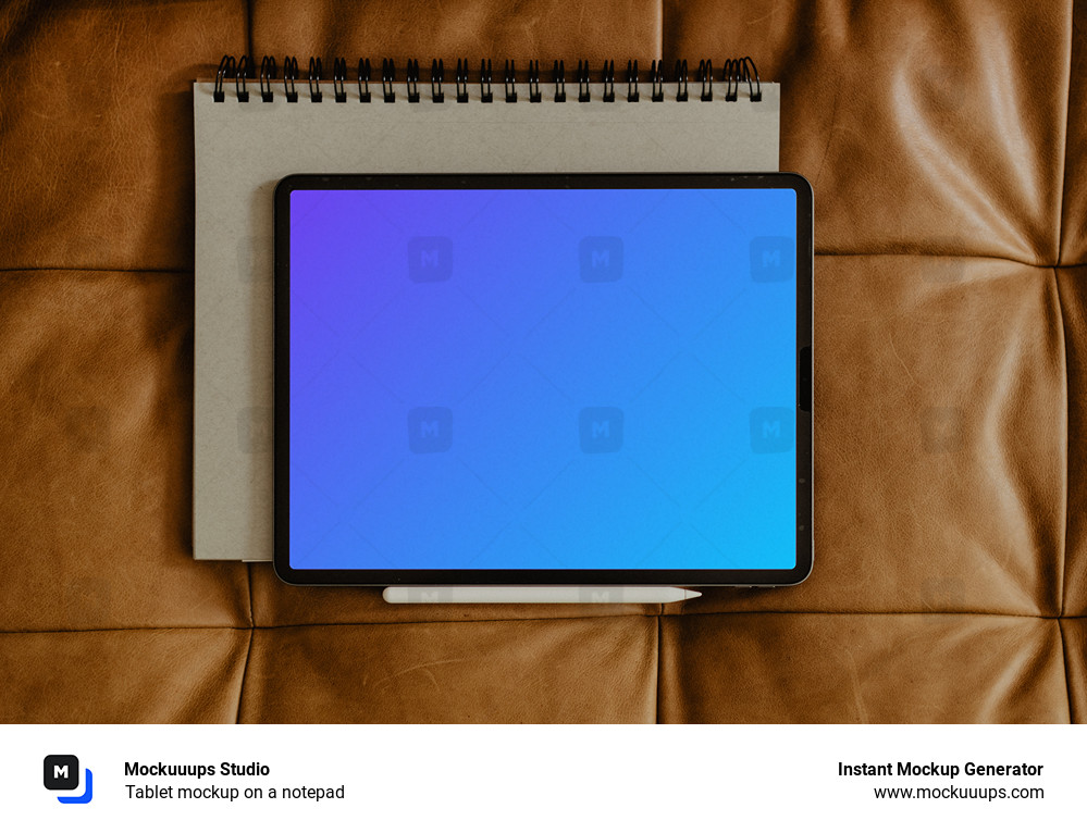 Tablet mockup on a notepad